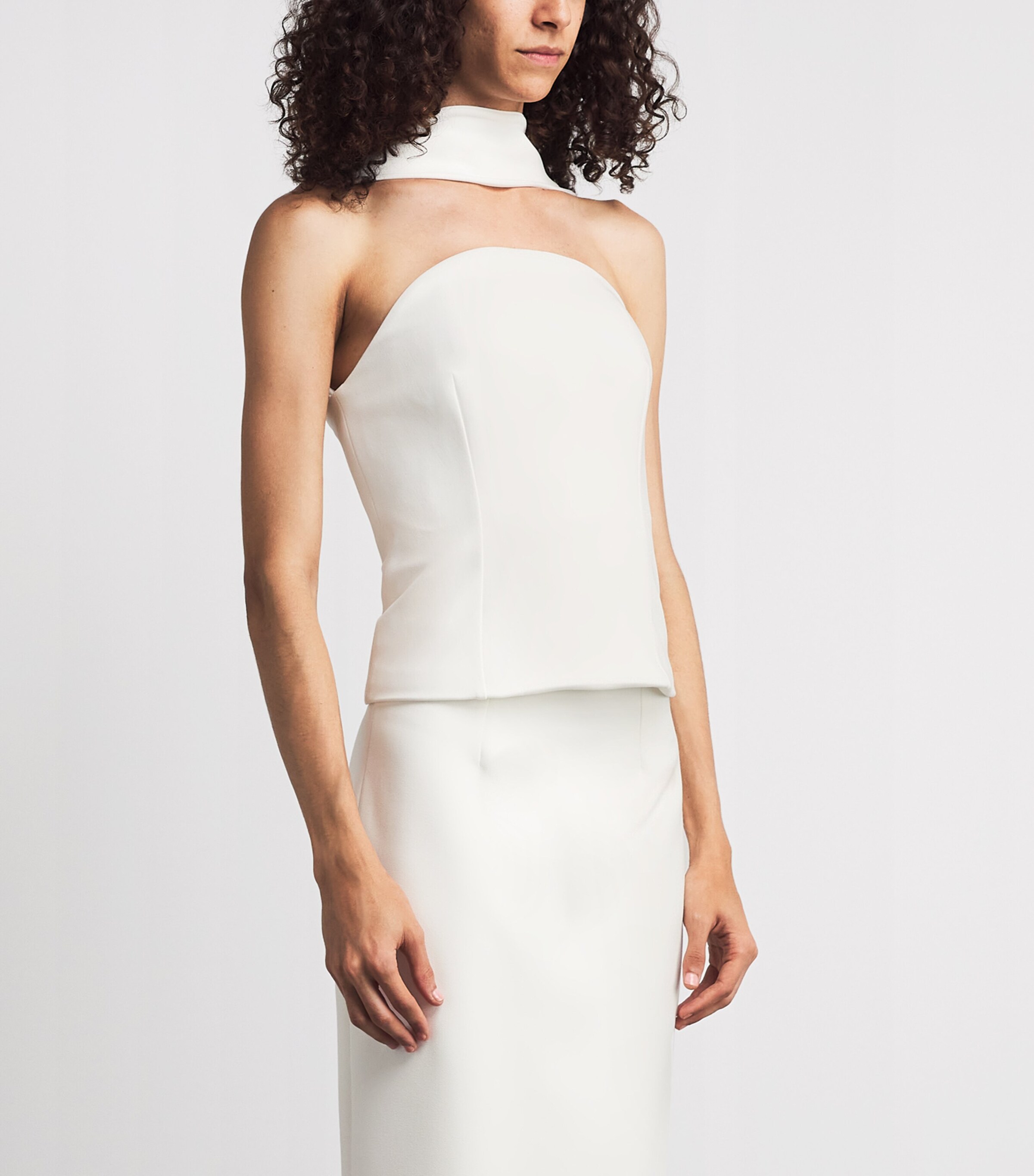 Roland Mouret Womens Bustier Moon Top with Scarf Cream Image 4