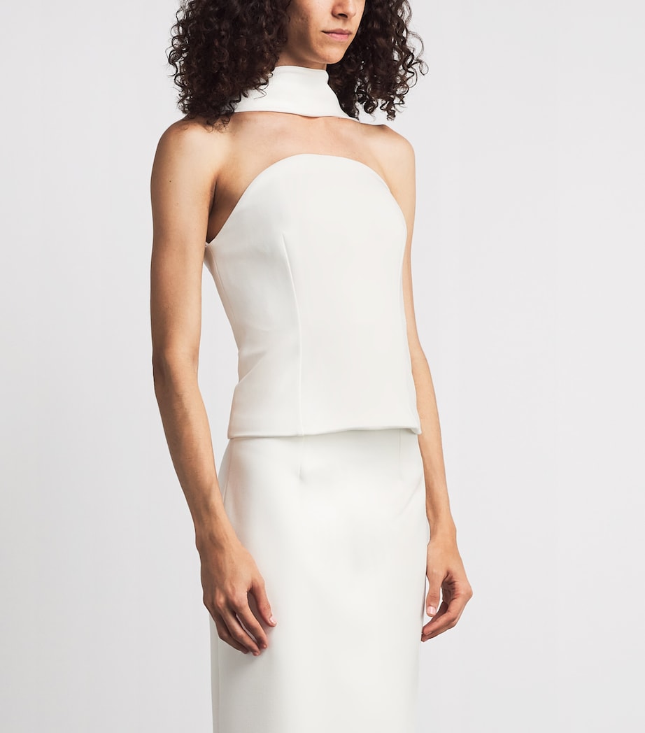 Roland Mouret Womens Bustier Moon Top with Scarf Cream Image 4
