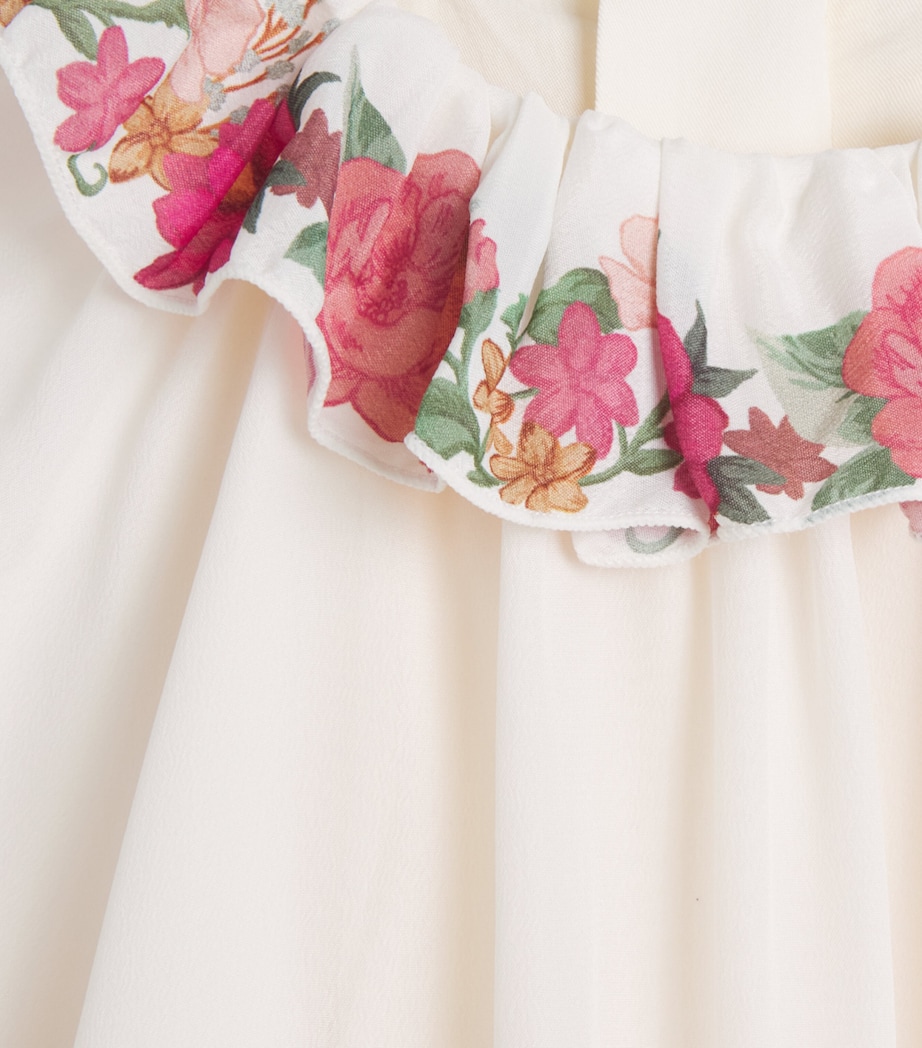 Chloé Kids Voile Ruffled Printed Dress (4-14 Years) Ivory Image 3