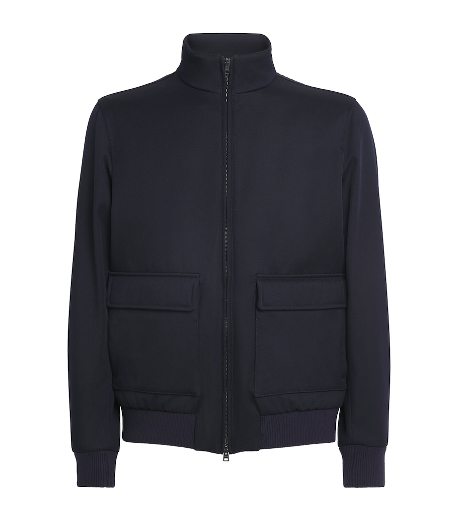 Herno Mens Wool Harrington Jacket Blu Navy Image 1