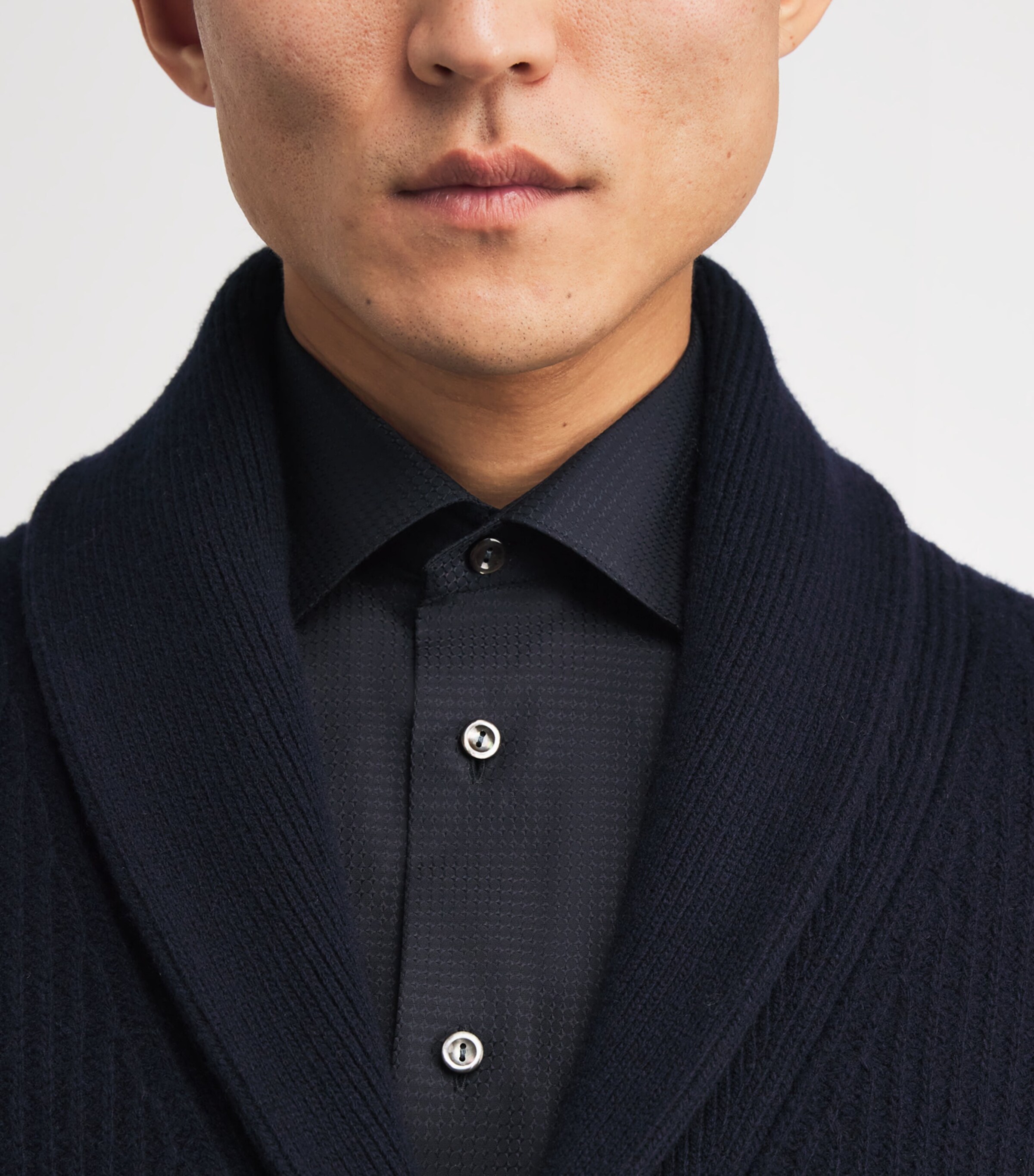 Eton Mens Cotton Dobby Contemporary Fit Shirt Black Semi Image 6