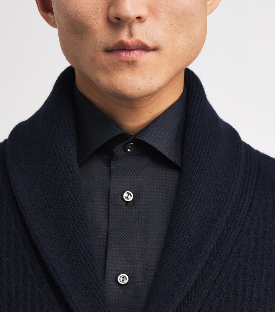 Eton Mens Cotton Dobby Contemporary Fit Shirt Black Semi Image 6