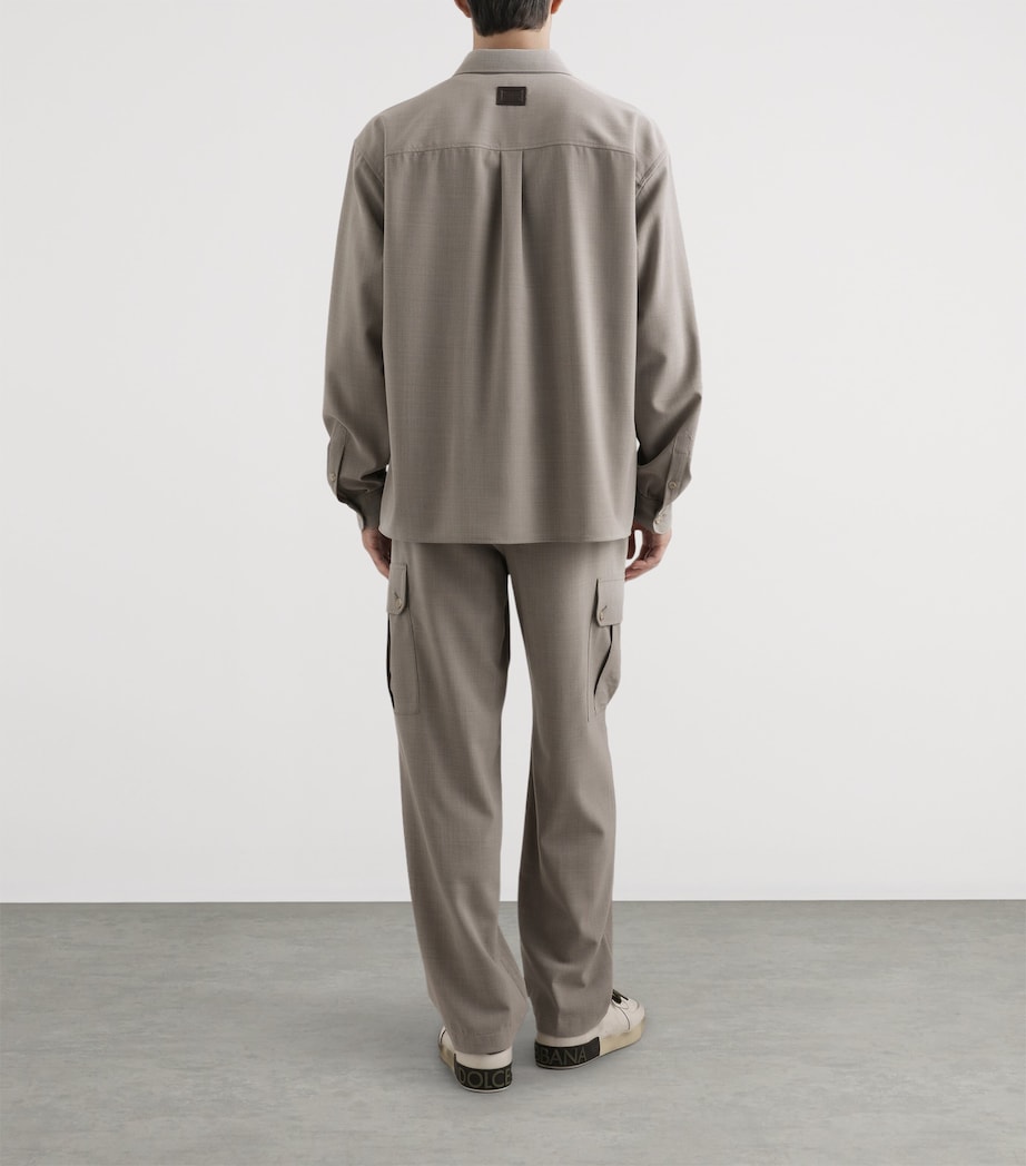 Dolce&Gabbana Mens Virgin Wool Cargo Trousers White Beige H Image 3