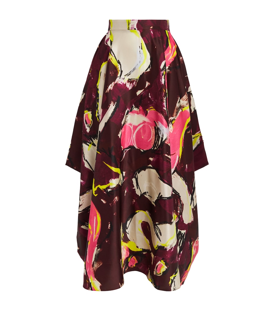 Roksanda Womens Satin Printed Amari Midi Skirt Brushburgundy Image 1
