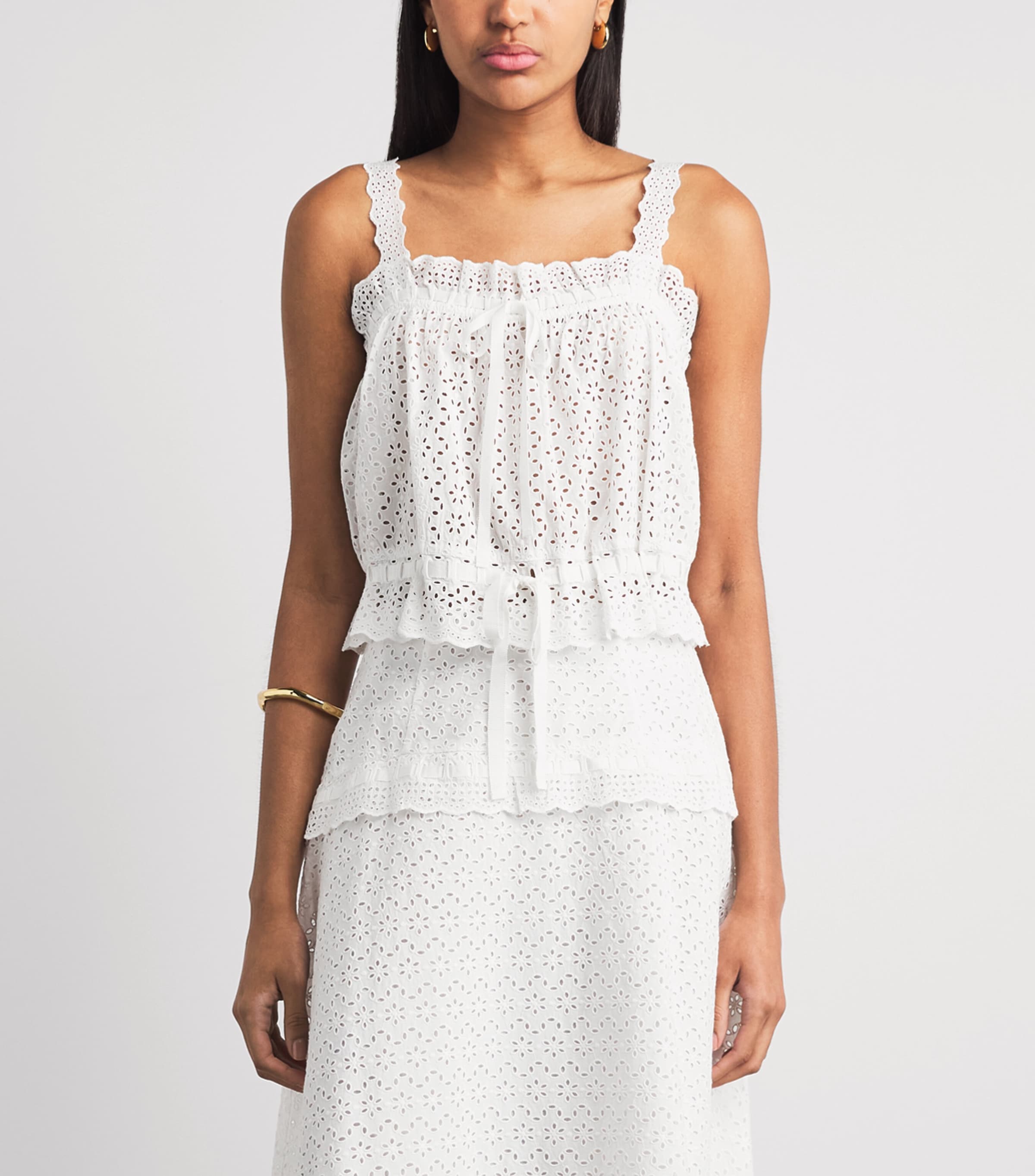 Ulla Johnson Womens Broderie Anglaise Isola Top Pristine Image 4