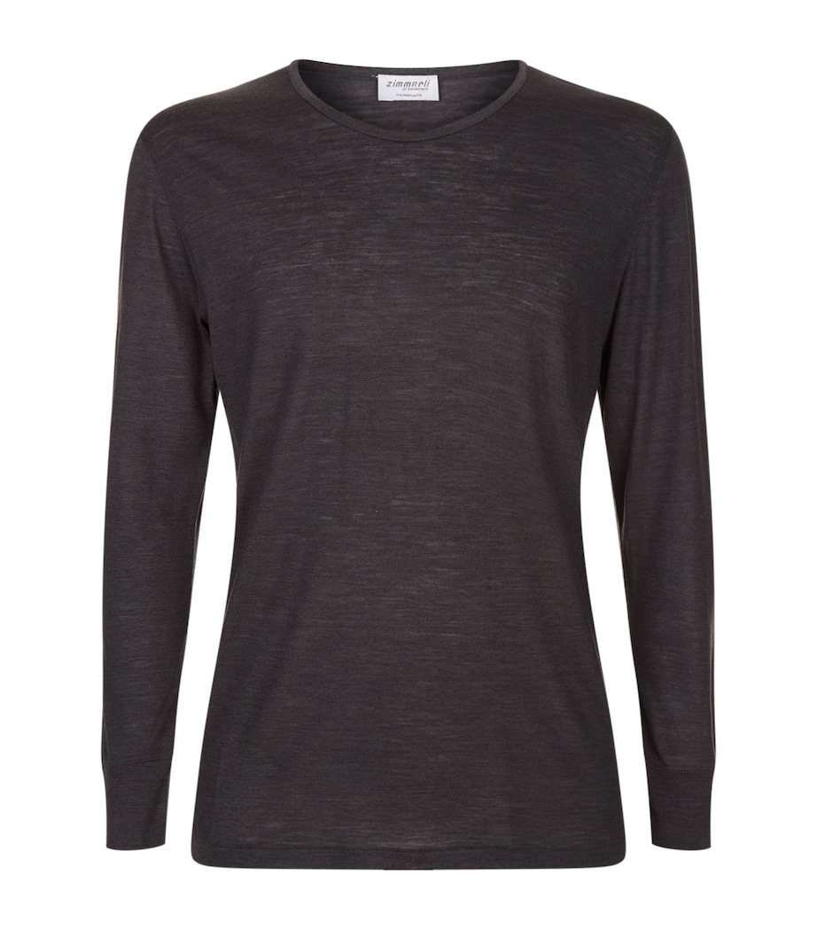 Wool and Silk Long-Sleeved Top GREY Image 1