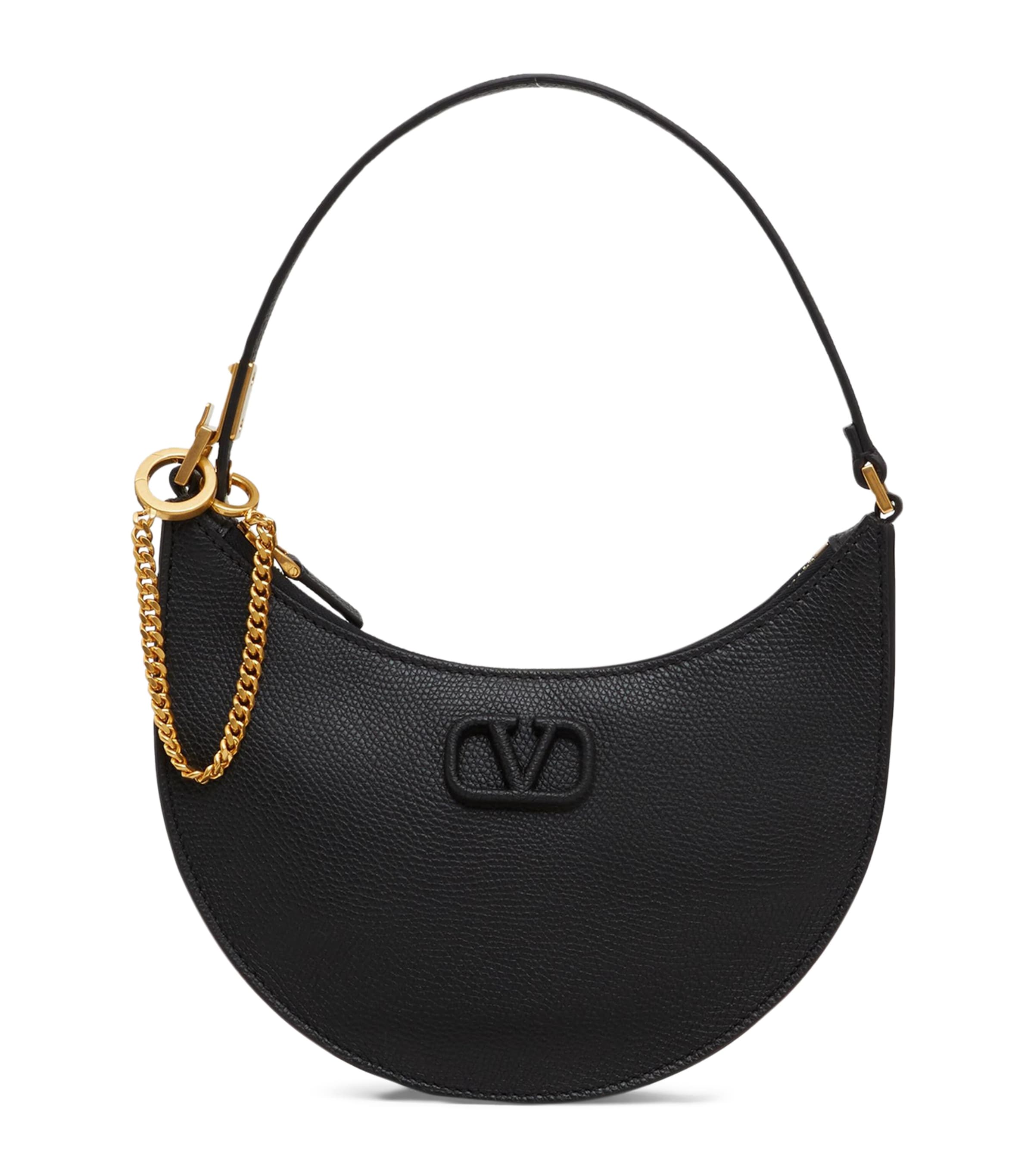 Valentino Garavani Mini Calf Leather Vlogo Signature Shoulder Bag In Black