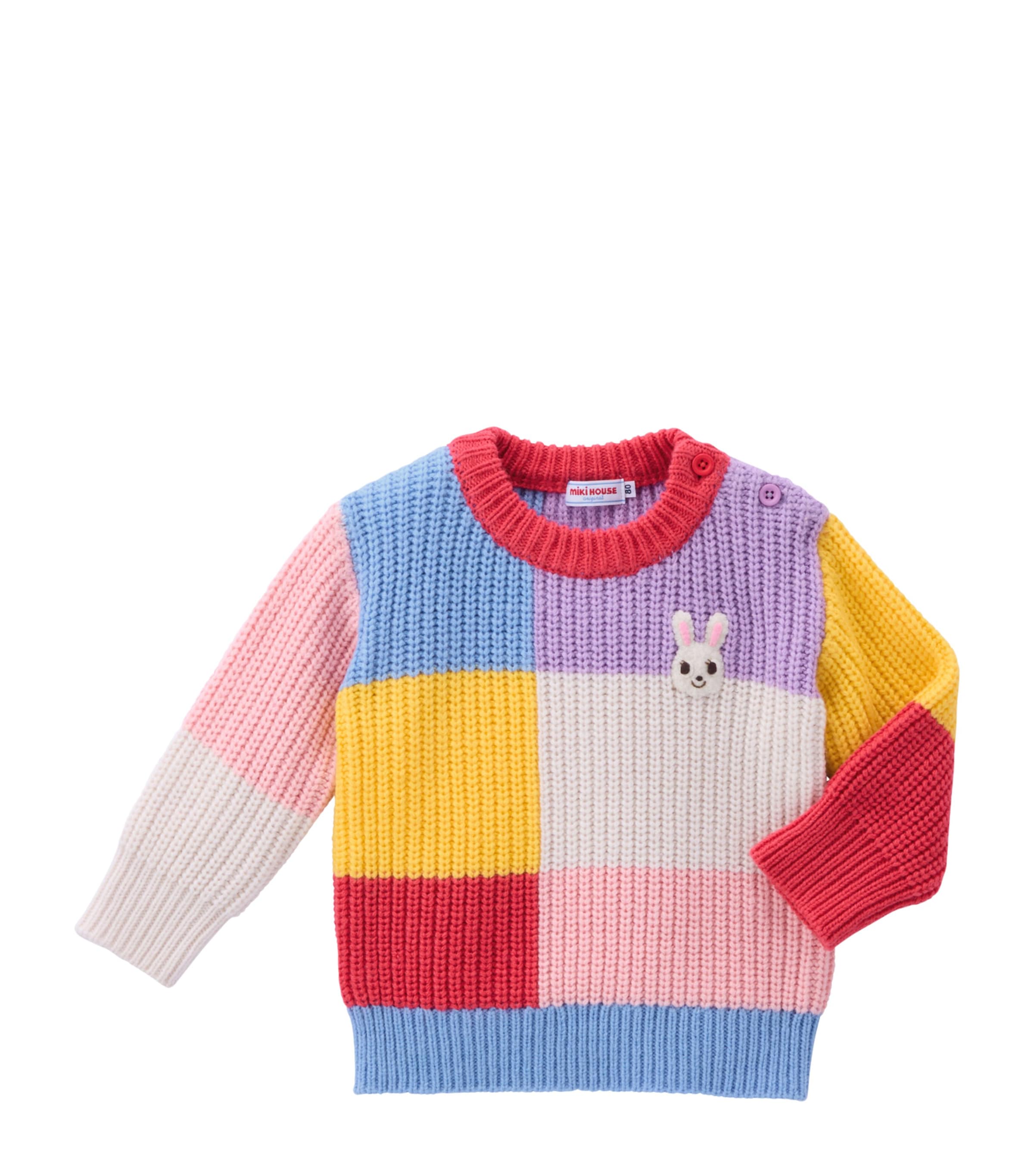 Miki House Colour-block Bunny Sweater In Multi