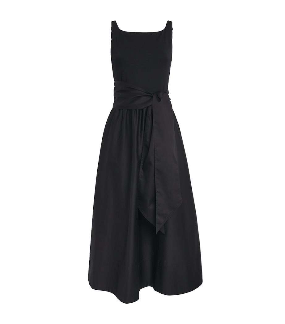 ME+EM Womens Jersey and Poplin Fit + Flare Midi Dress Black Image 1