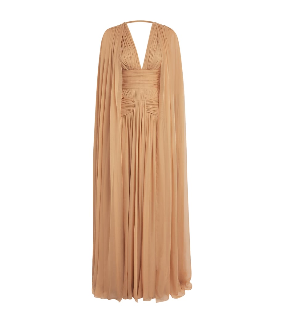 Zuhair Murad Womens Silk Chiffon Cape Gown Almond Image 1