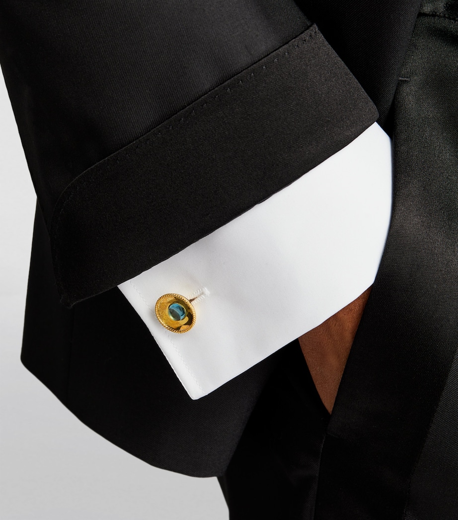 Gold-Plated Blue Topaz Cufflinks GOLD/ BLUE Image 5