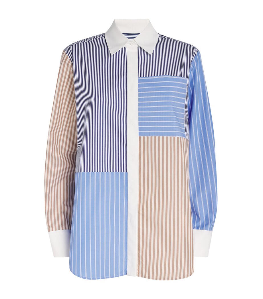 Poplin Stripe Patchwork Shirt SAND / CAMEL Image 1