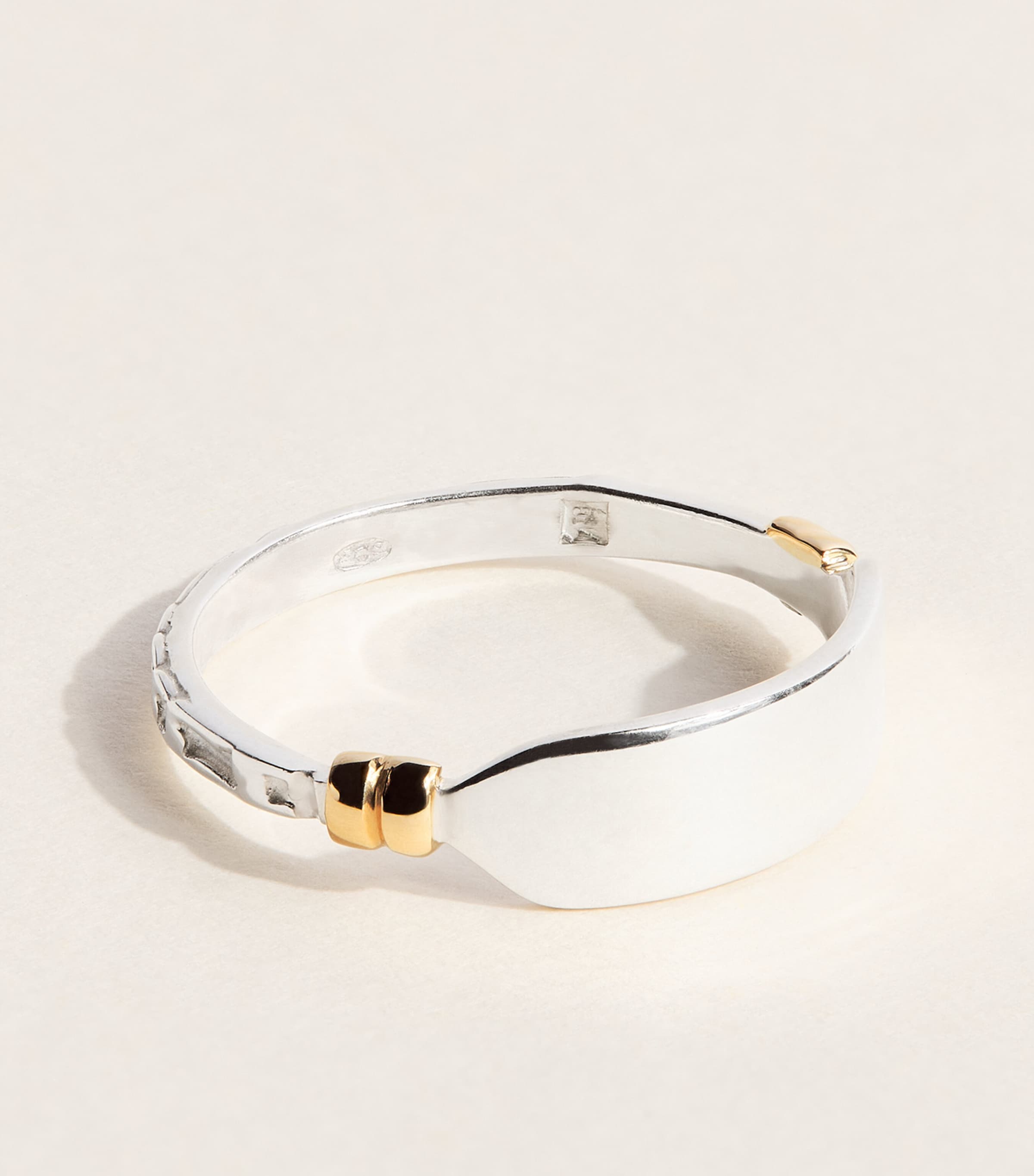 FYR Sterling Silver and Yellow Gold Slim Plate Ring Silver Image 3