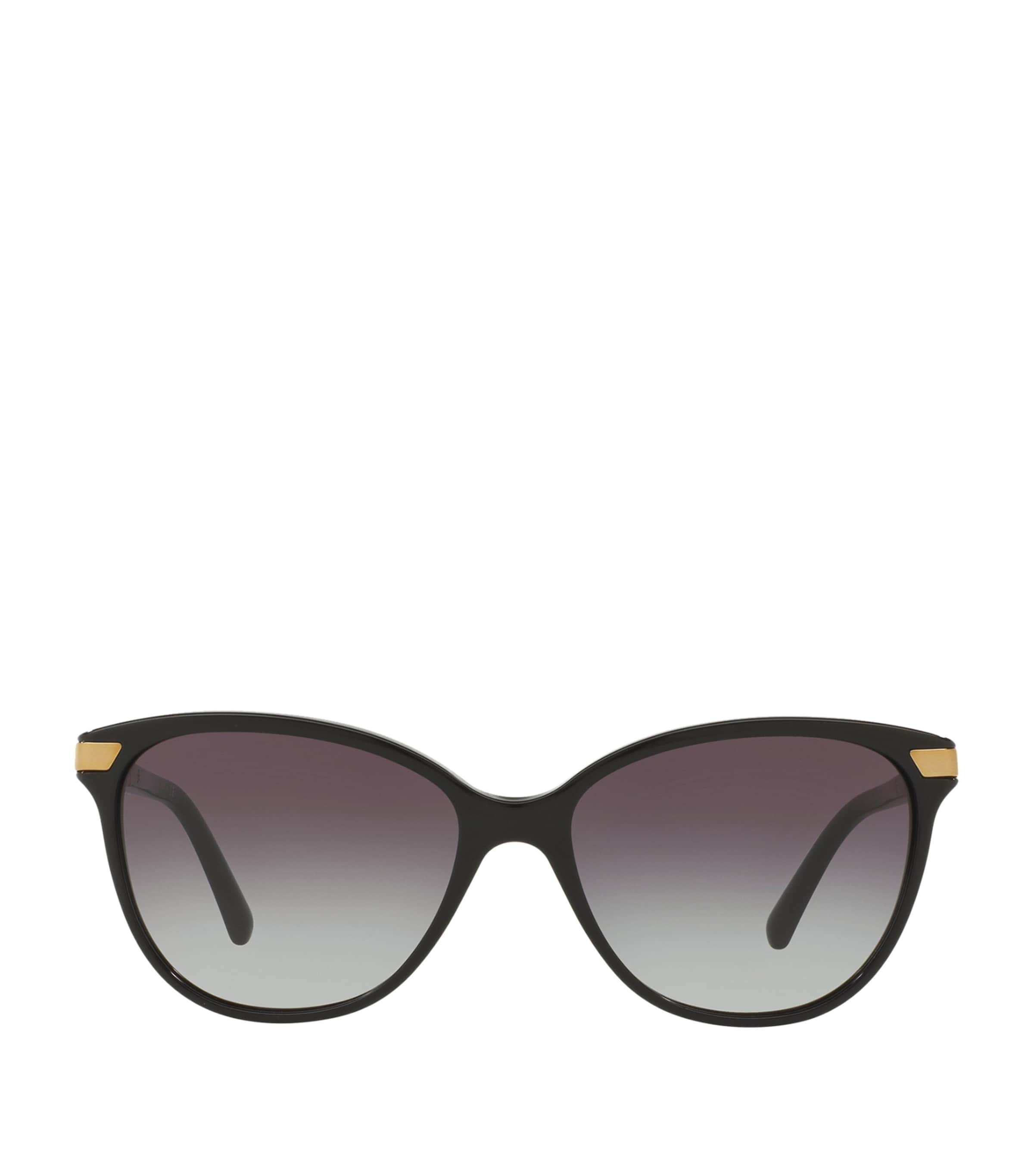 Shop Burberry Icon Stripe Cat Eye Sunglasses In Black