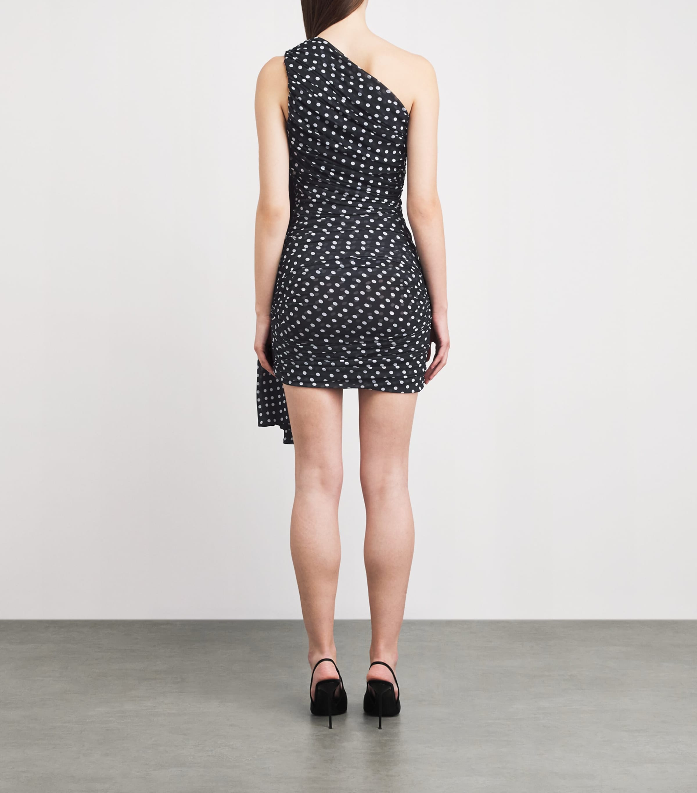 Patou Womens Polka-Dot Asymmetric Mini Dress Nghtblue Plkadt Image 4