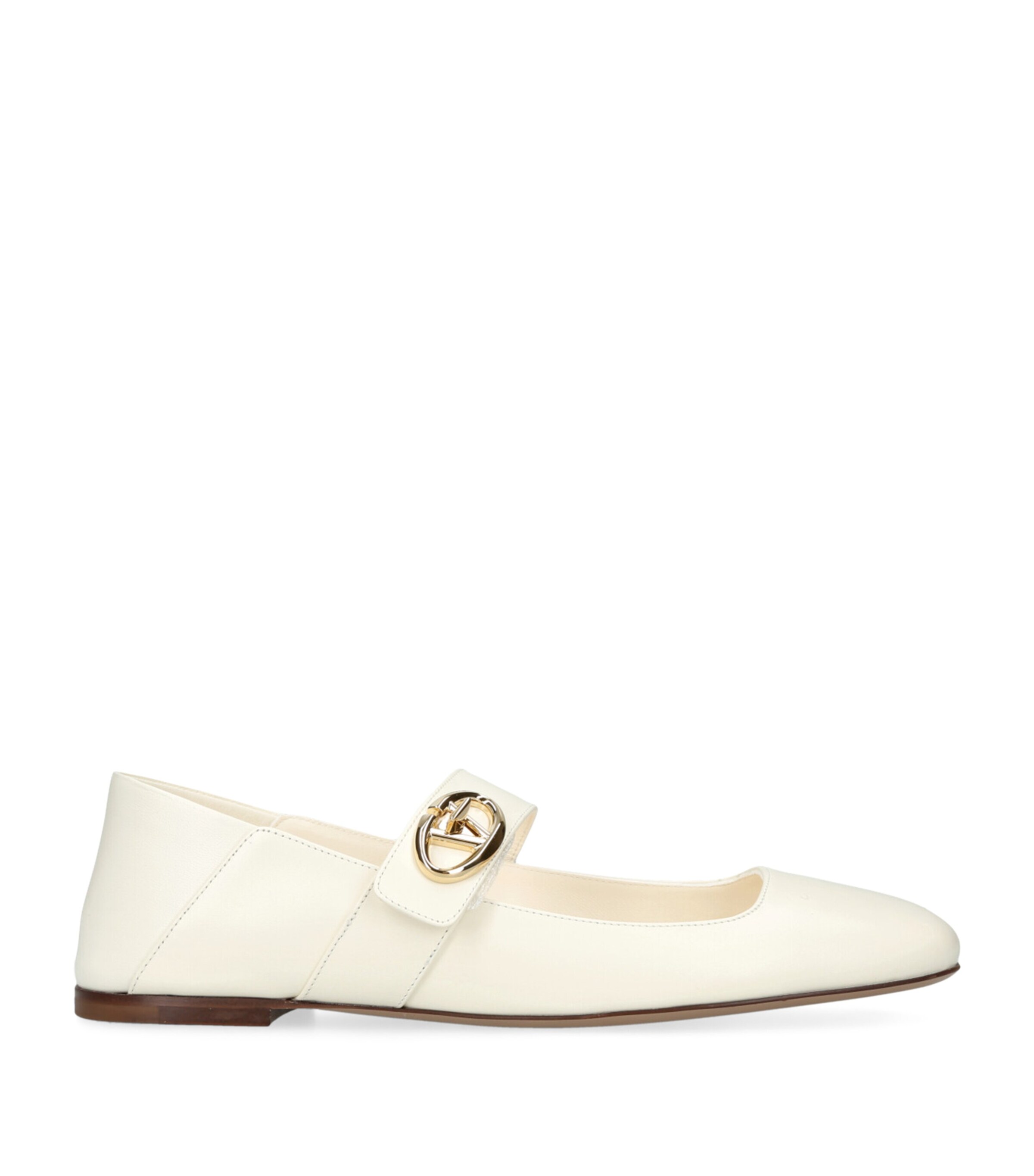 Valentino Off-white Vlogo Locker Mary-jane Ballerina Flats In White