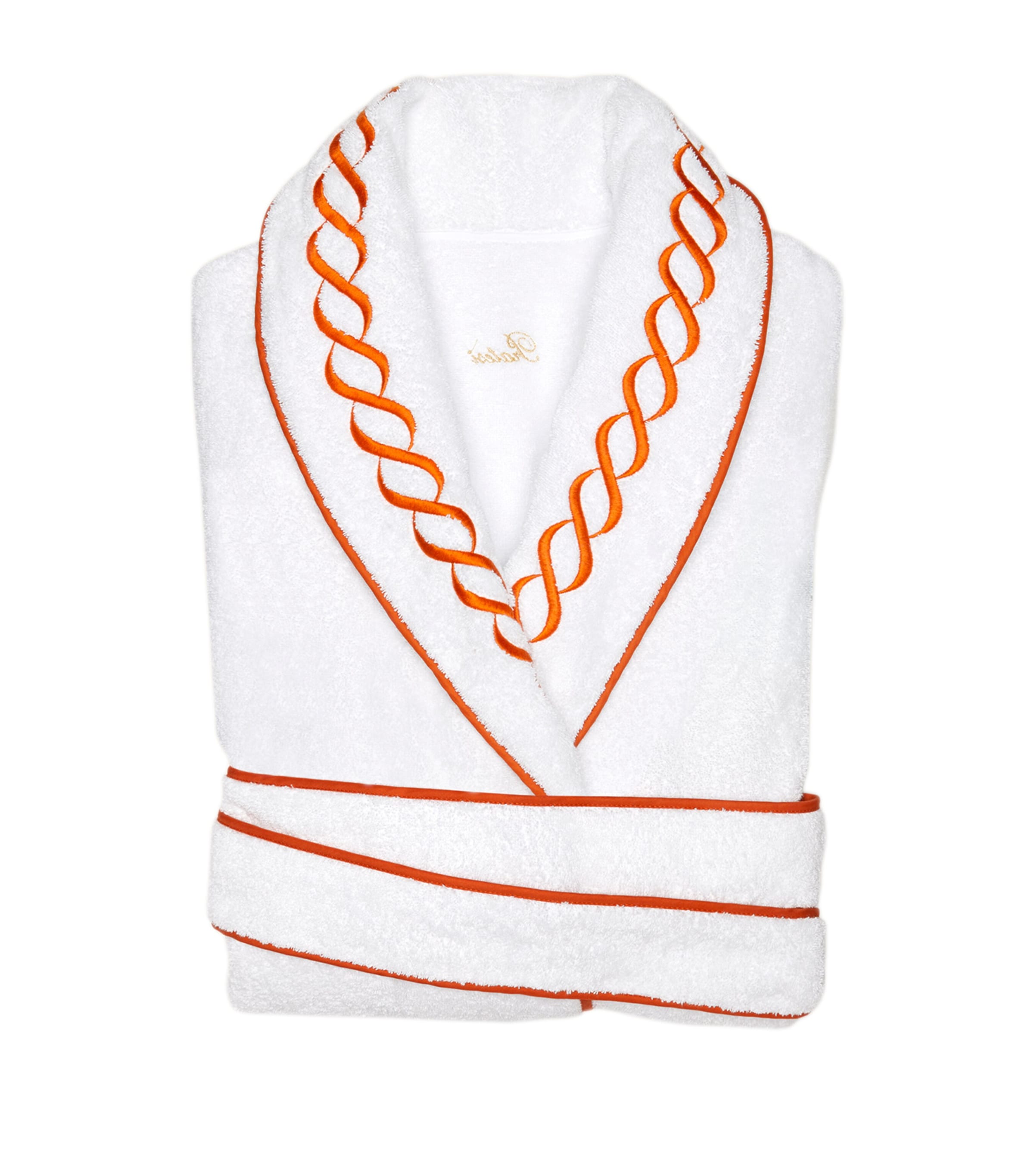 Pratesi Cotton Treccia Bathrobe (Small) White/orange Image 1