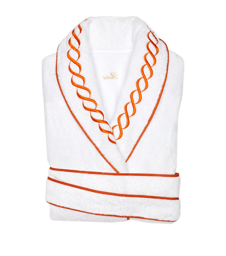 Pratesi Cotton Treccia Bathrobe (Small) White/orange Image 1