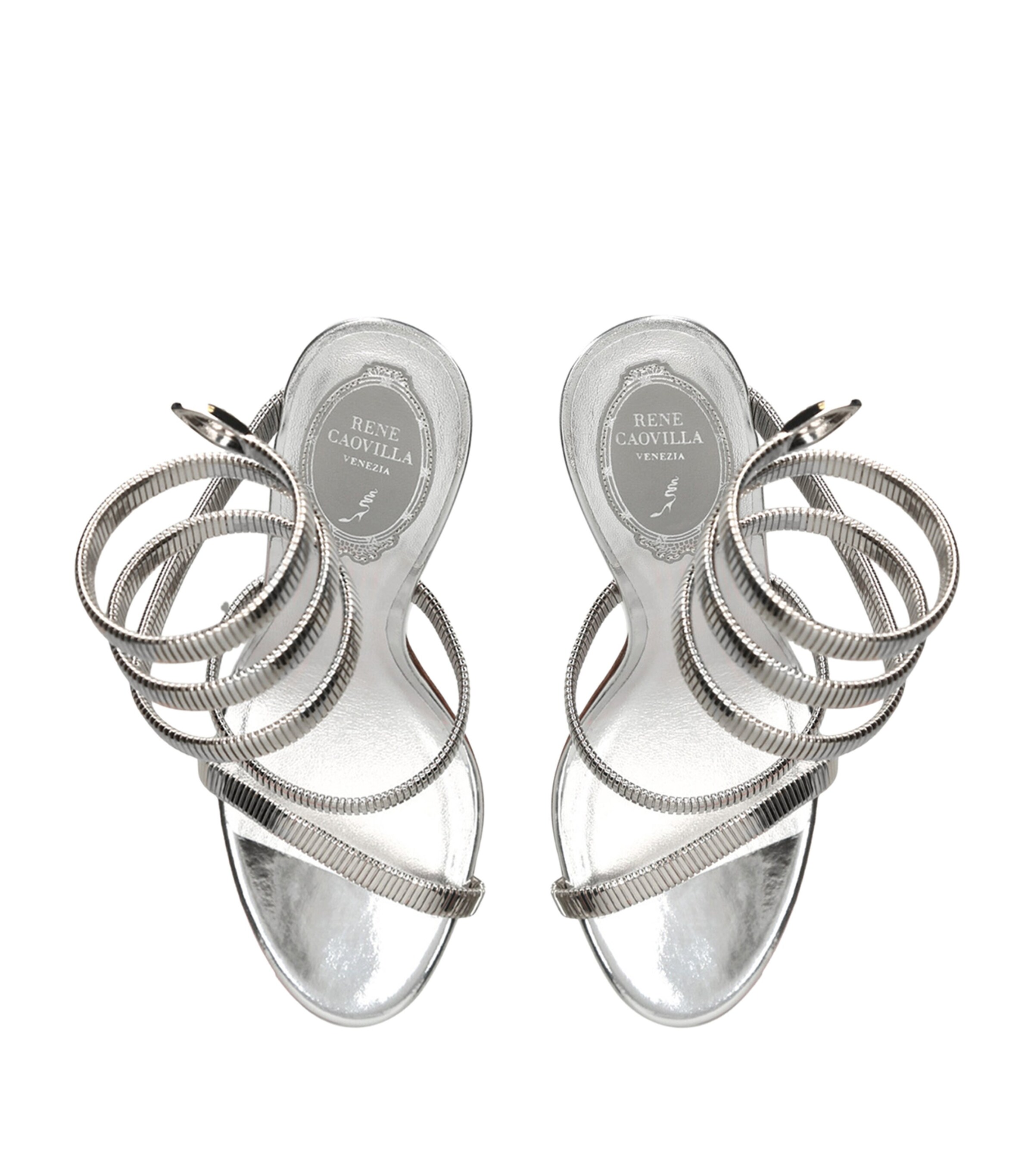 Leather Juniper Heeled Sandals 105 SILVER Image 4