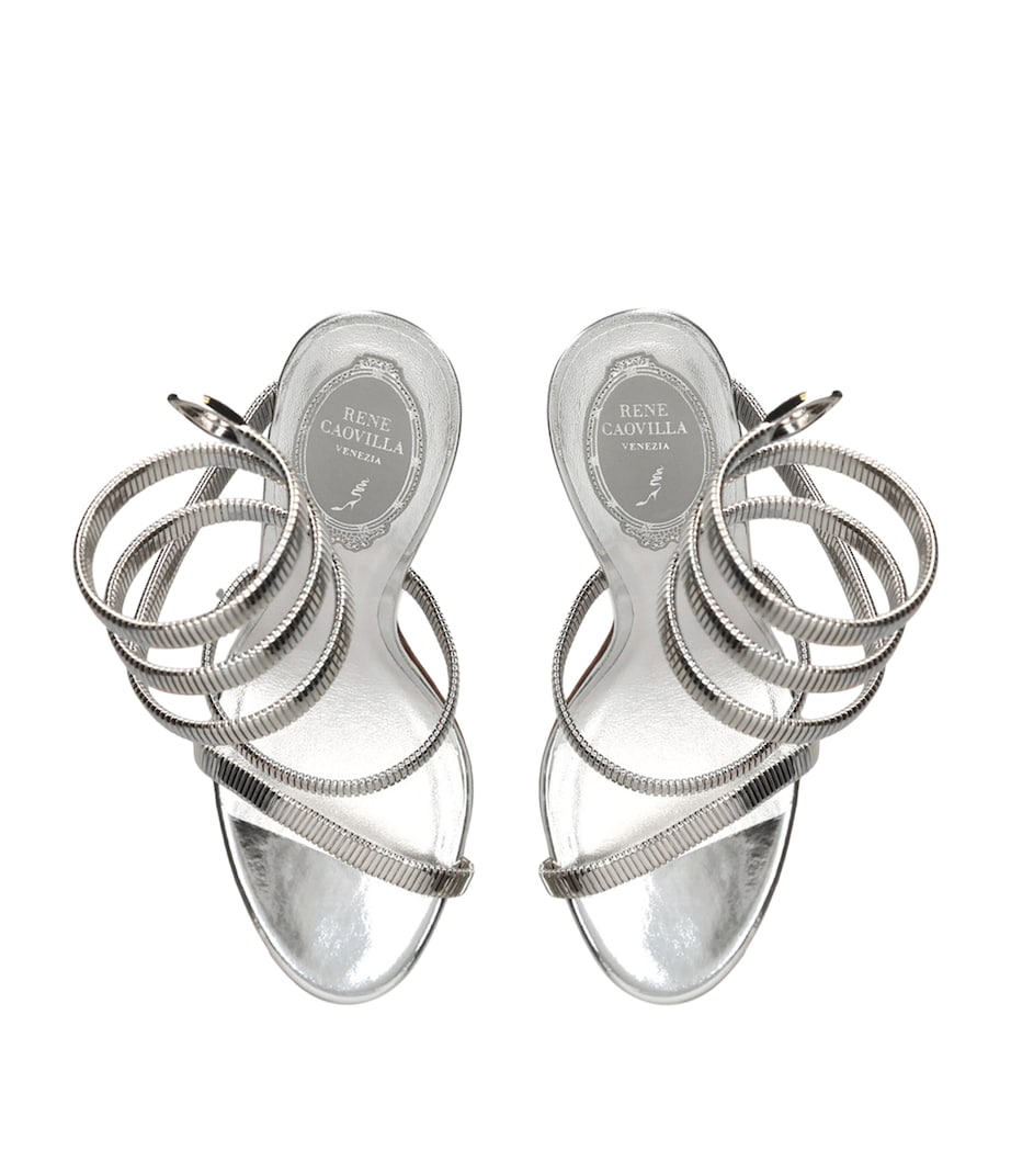 Leather Juniper Heeled Sandals 105 SILVER Image 4