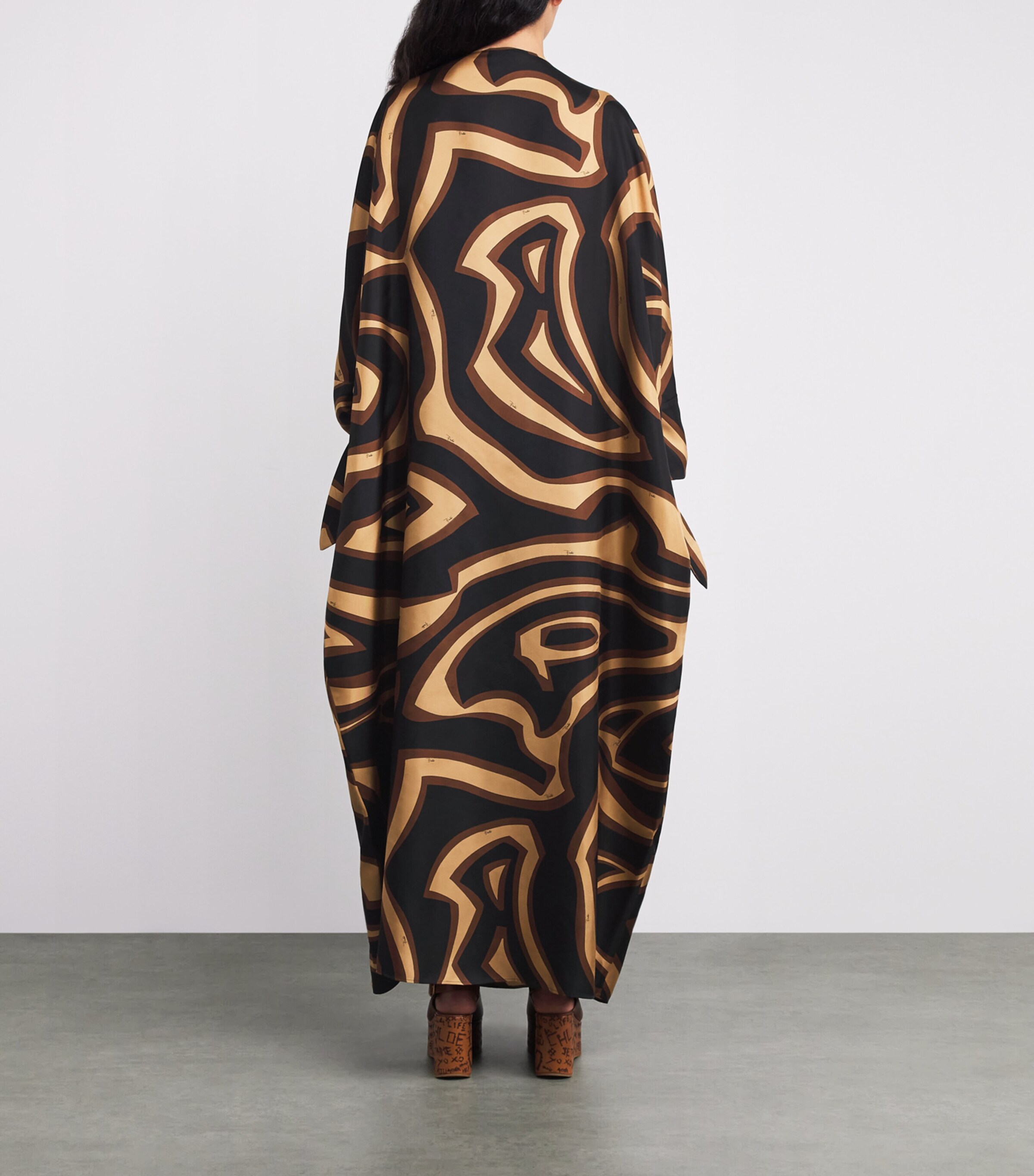 Silk Labirinto Print Maxi Kaftan Dress 049/BLACK GOLD Image 3