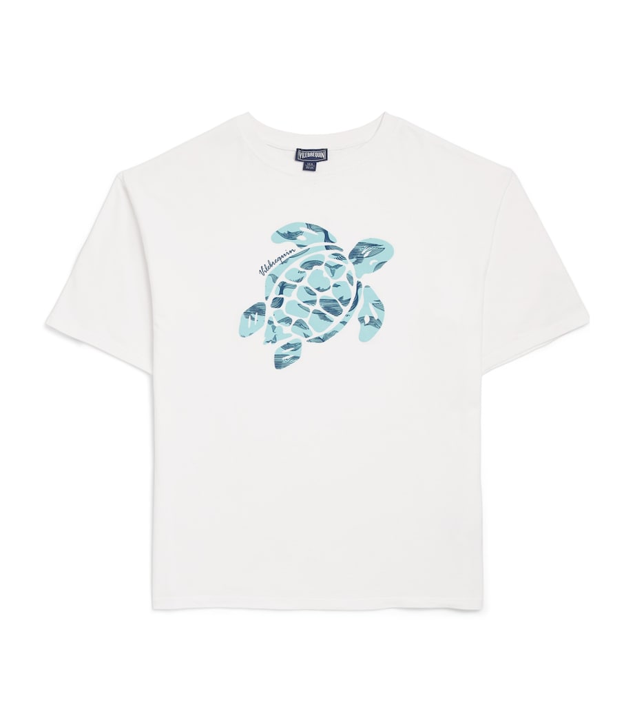 Cotton Oversized Turtle Logo T-Shirt (2-14 Years) 10BLANC Image 1