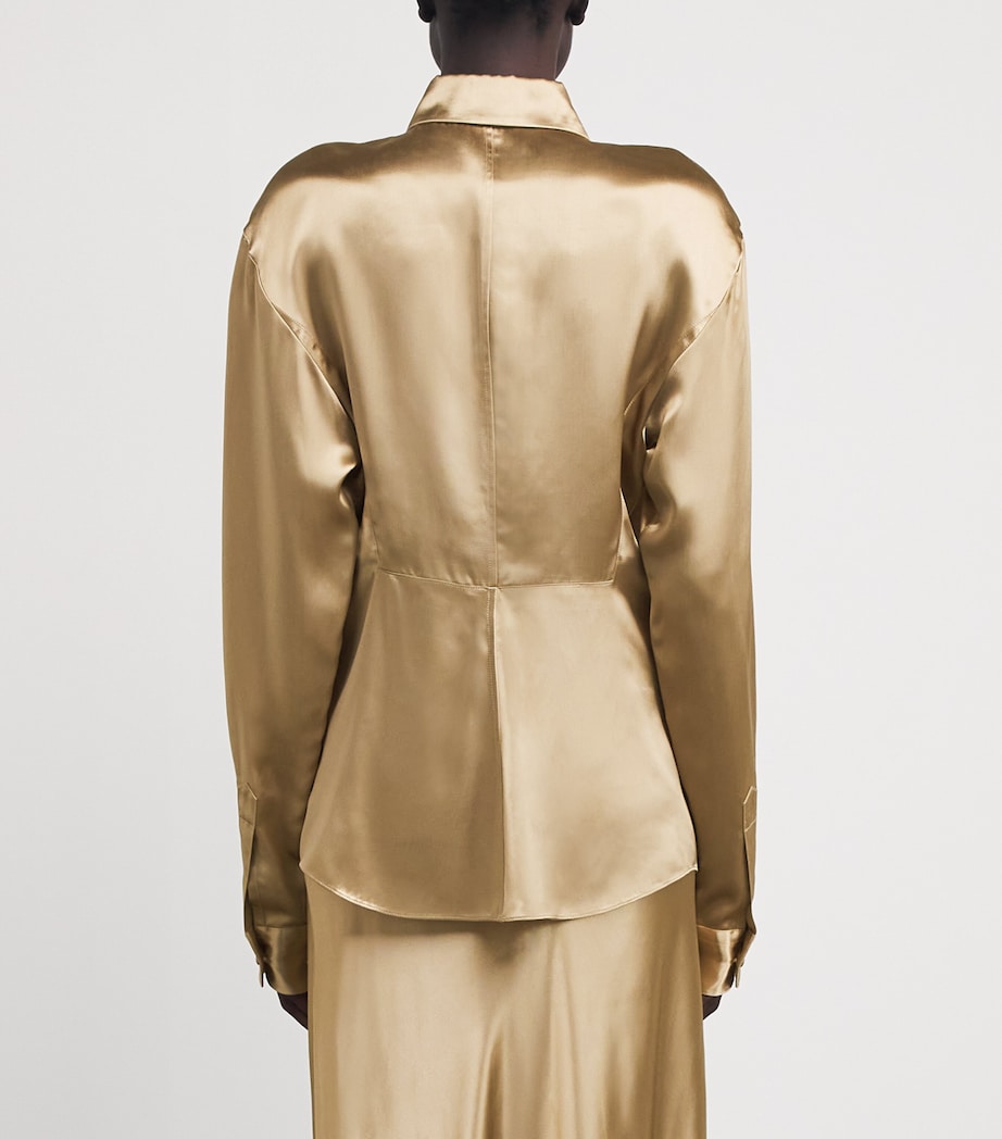 Satin Cinched-Waist Shirt NATURAL Image 4