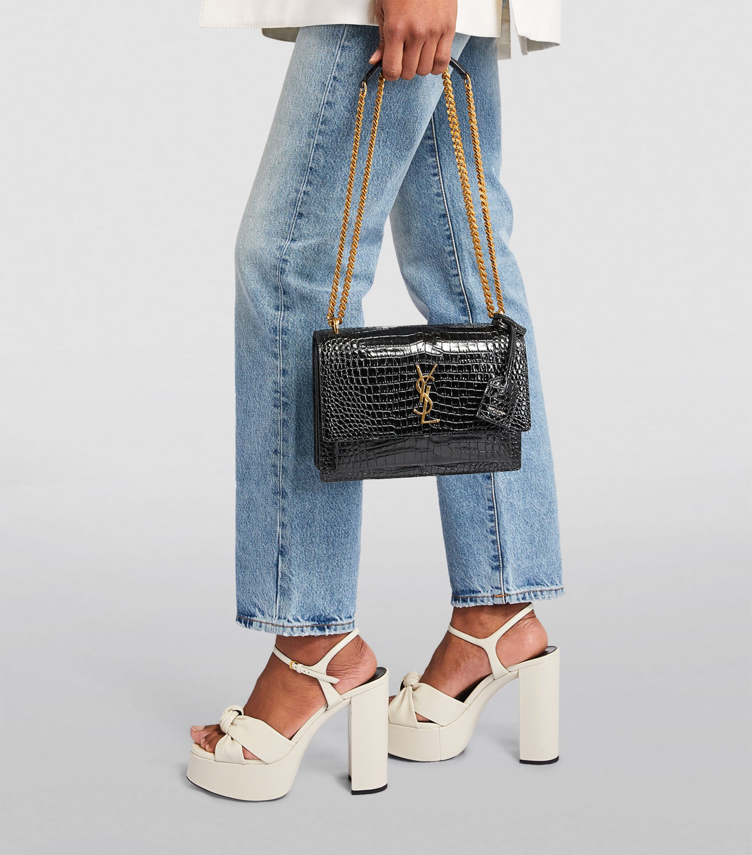 Medium Sunset Croc-Embossed Shoulder Bag 1000 Image 2