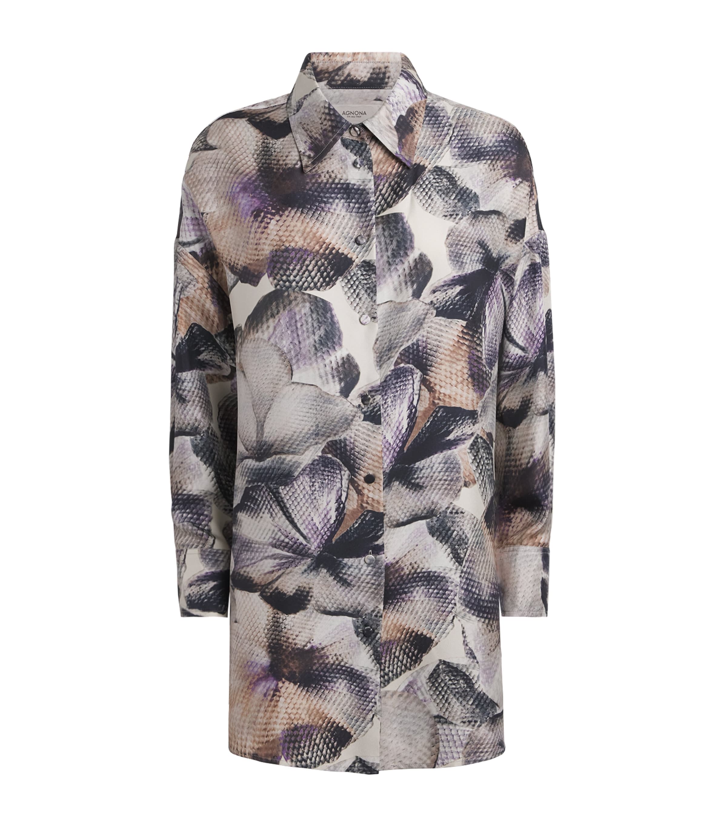 Agnona Womens Silk Printed Shirt Mauve Image 1