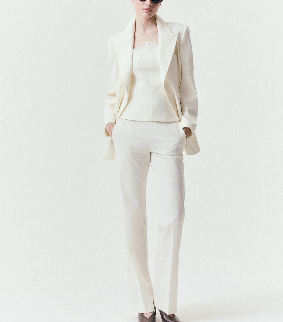 Marella Womens Ruffled Straight Trousers Ivory Image 2