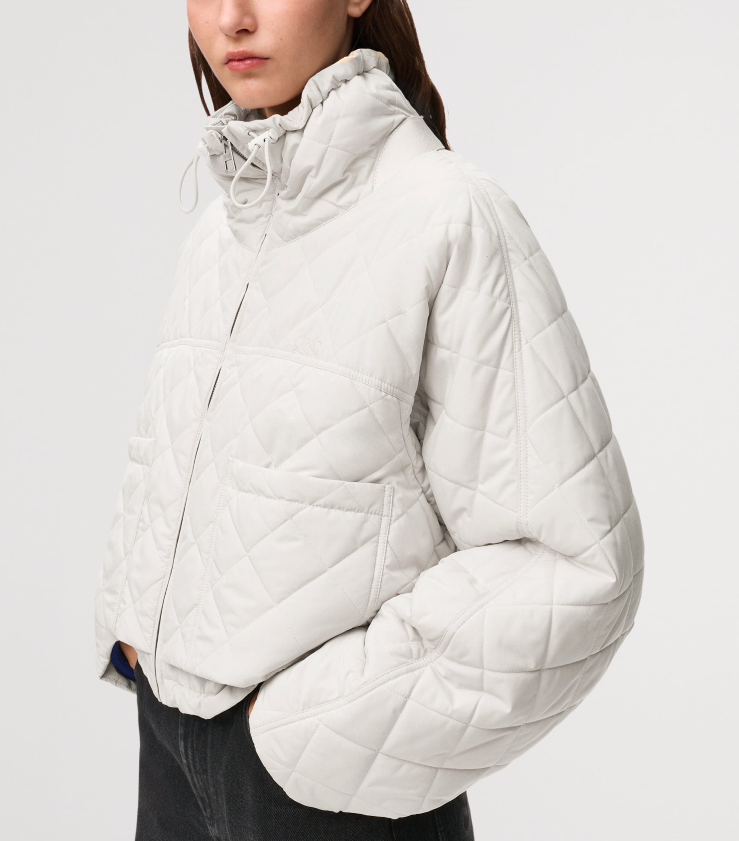 LOEWE Womens High-Neck Quilted Jacket Ecru Image 6