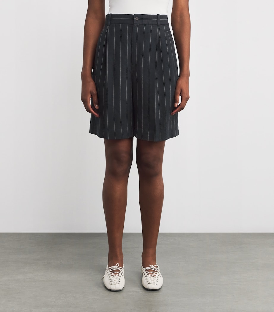 Hemp Pinstripe Bermuda Shorts 1920 BLACK/WHITE Image 3