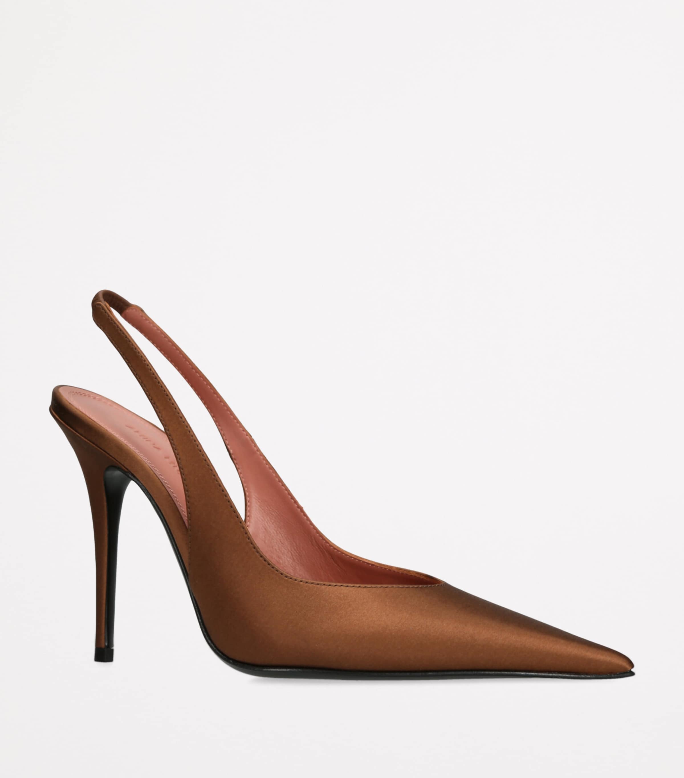 Amina Muaddi Brown Satin Anok Slingback Pumps 105 | Harrods US