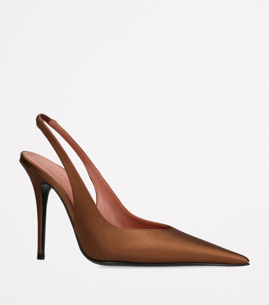 Satin Anok Slingback Pumps 105 DARK BROWN Image 3