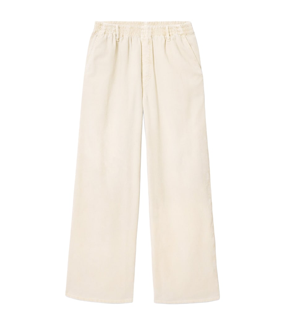 AllSaints Mens Corduroy Sabbath Wide-Leg Trousers Pebble White Image 1