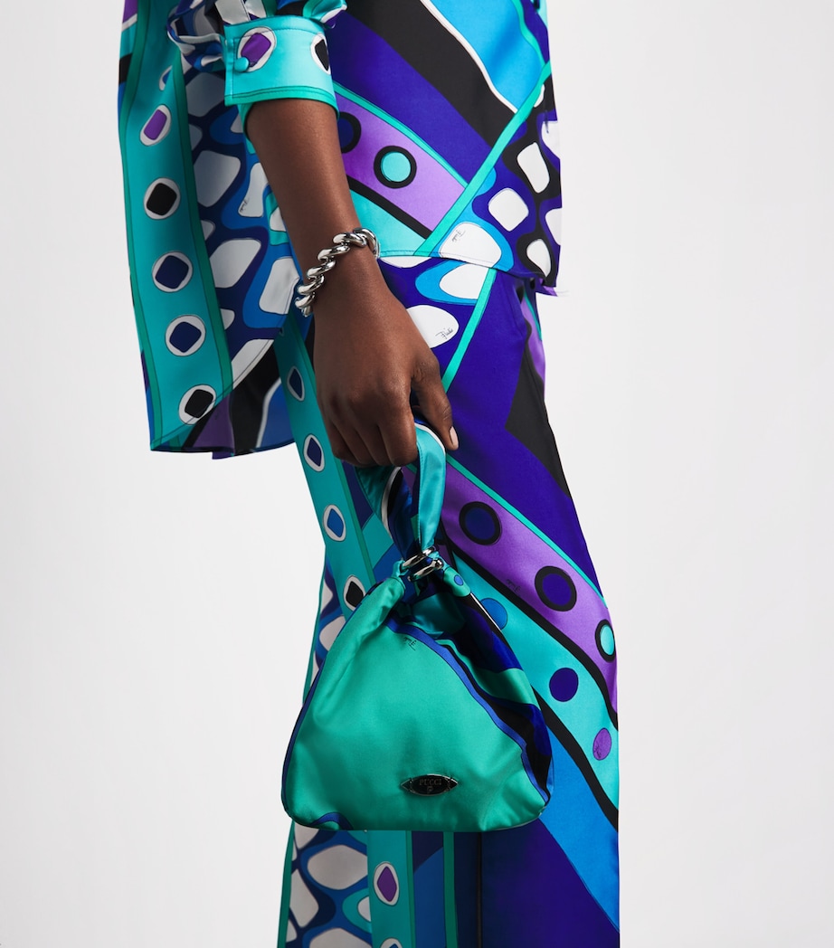 PUCCI Silk Orchidee Top-Handle Bag Turquoise Image 2