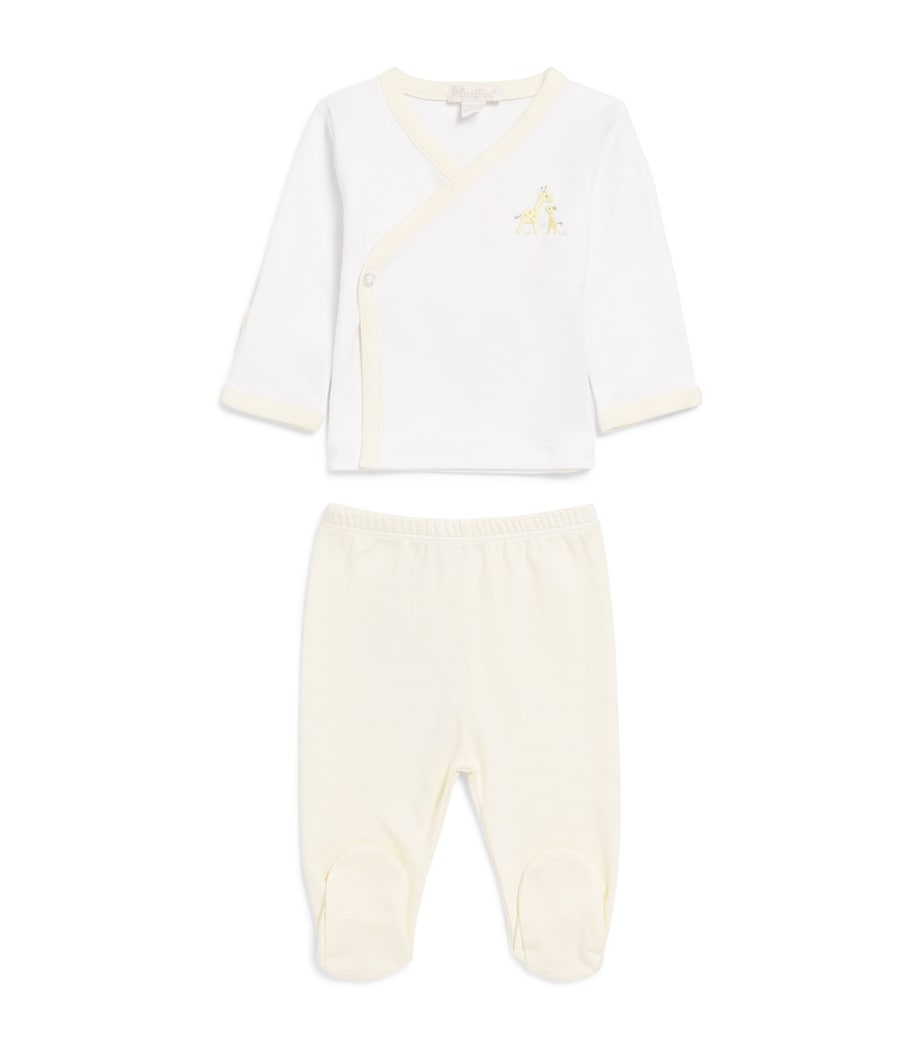 Kissy Kissy Pima Cotton Giraffe Top and Trousers Set (0-9 Months) White/yellow Image 1