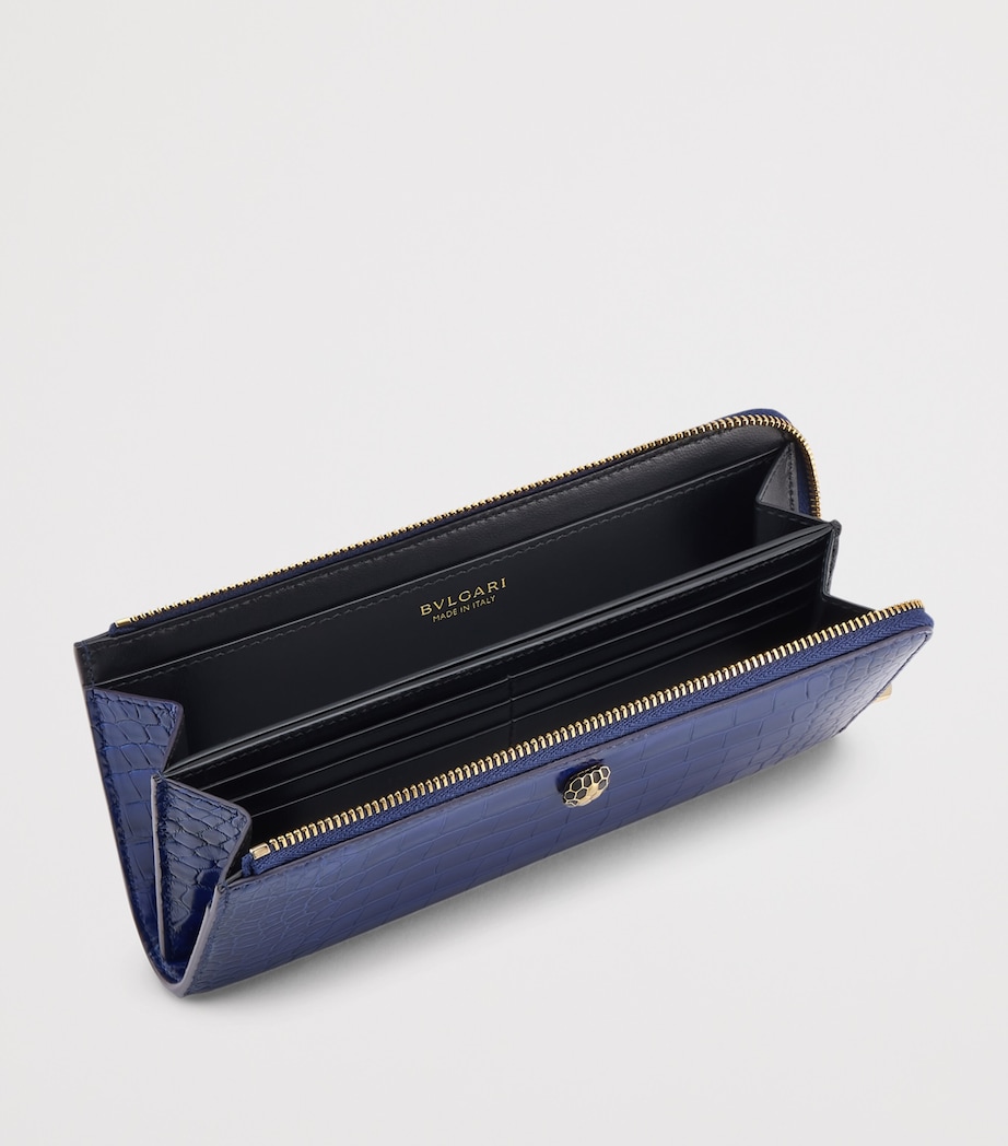 Large Alligator Leather Serpenti Forever Wallet BLUE Image 2