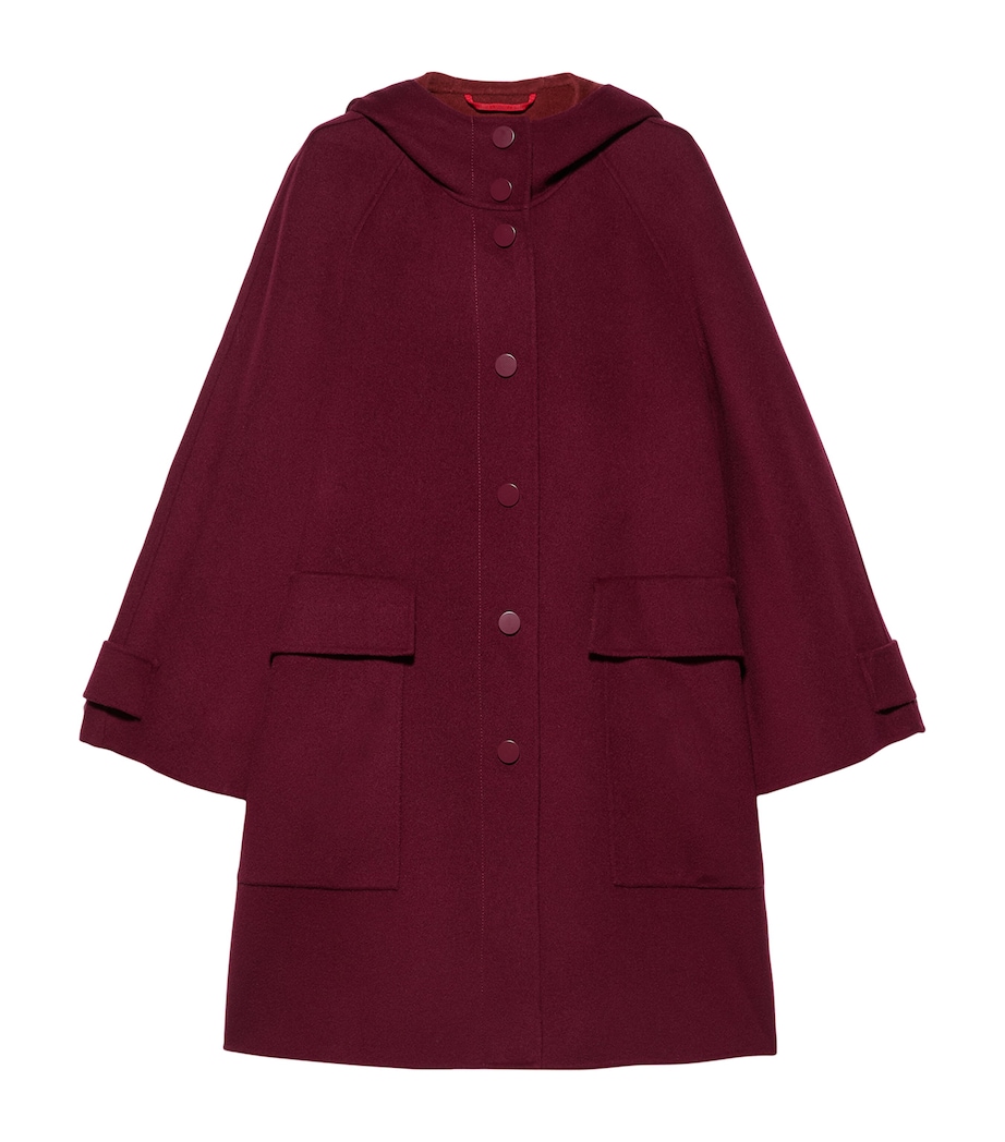 MAX&Co. Womens Wool Hooded Coat Bordeaux Image 1