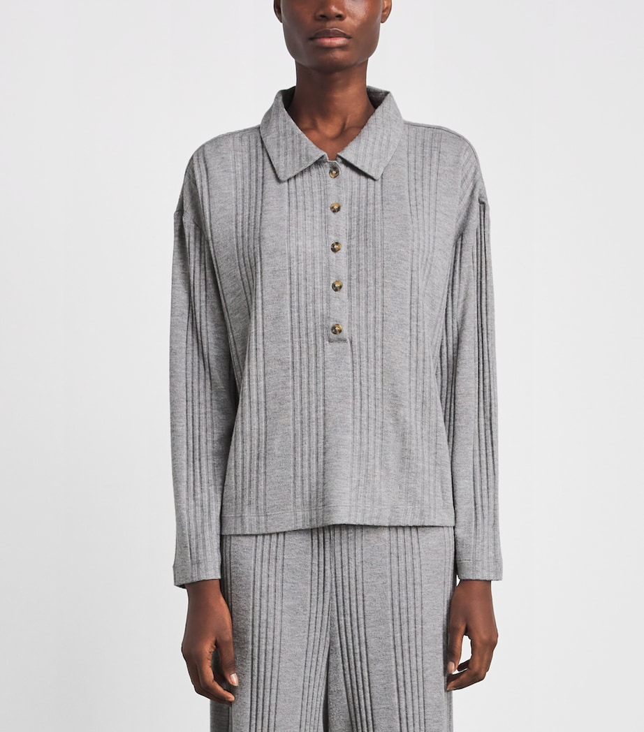 Eberjey Womens Ribbed Pyjama Top Dark Heather Grey Image 4