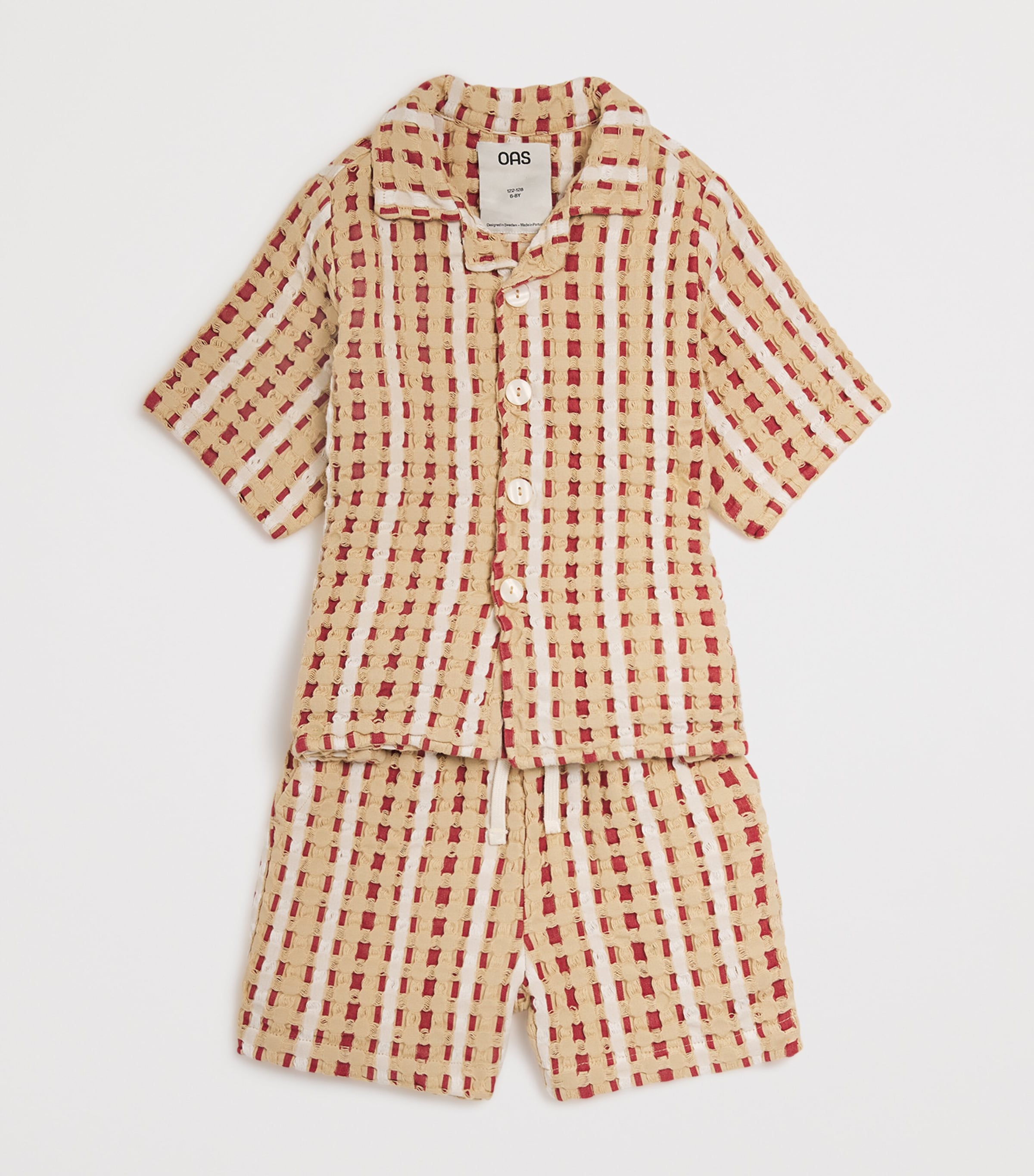 Cotton Waffle Weave Lano Braga Shorts (4-12 Years) 64 RED Image 3