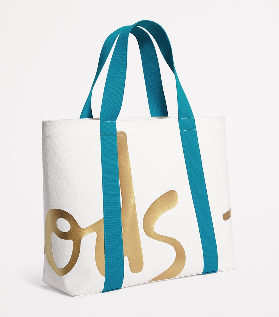 Harrods Medium Cotton Logo Tote Bag Ivory Image 3