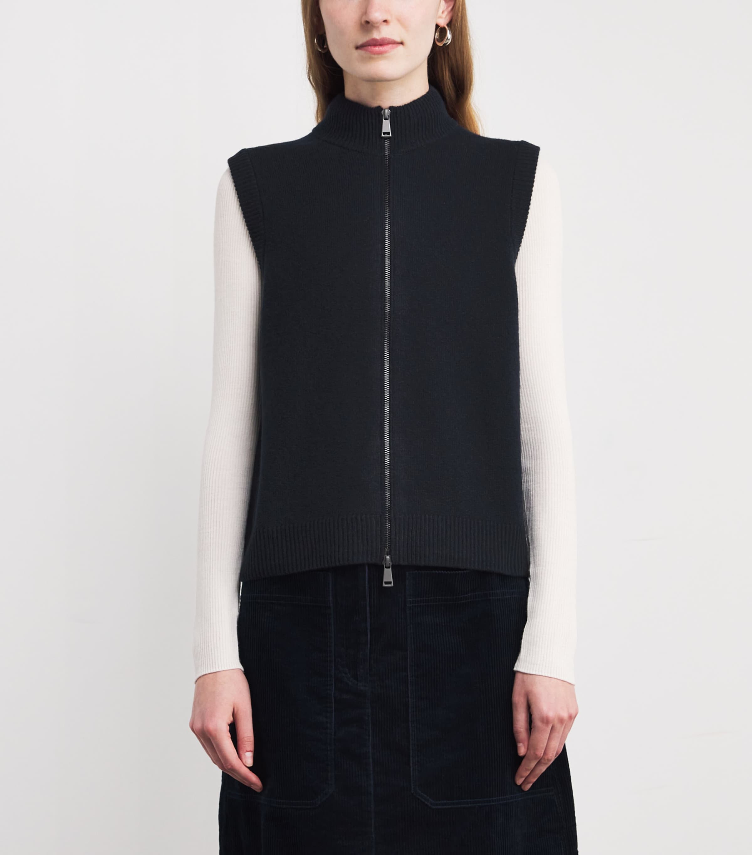 Wool Two-Way Zip Vest FORMAL NAVY Image 3