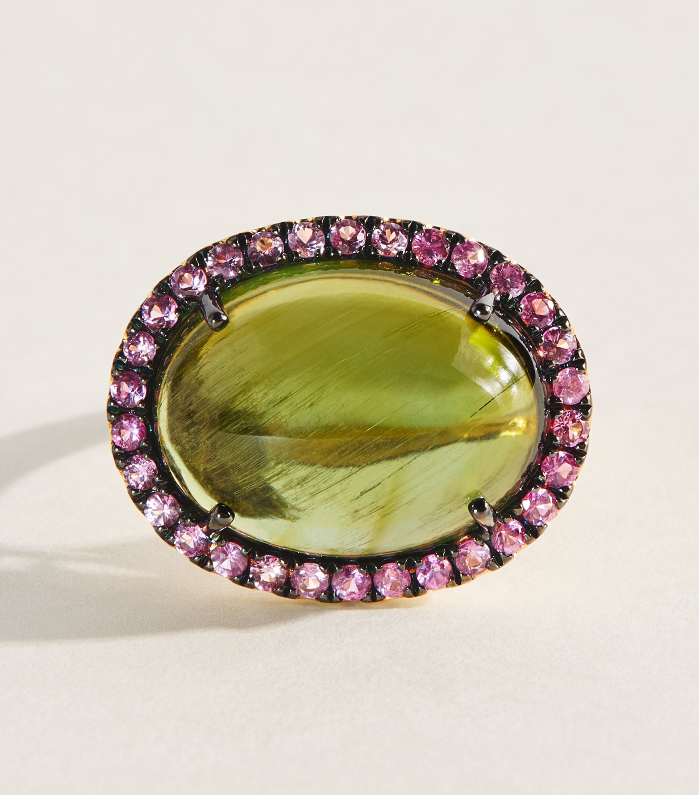 Rosa de la Cruz Yellow Gold, Sapphire and Tourmaline Cabochon Gem Ring Yellow Gold