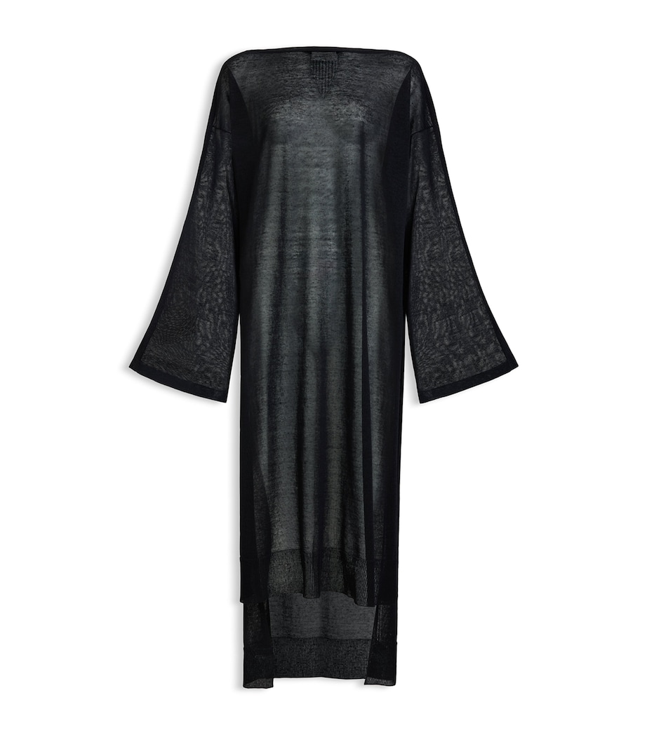 Alaïa Womens Linen-Silk Midi Kaftan Dress Black Image 1