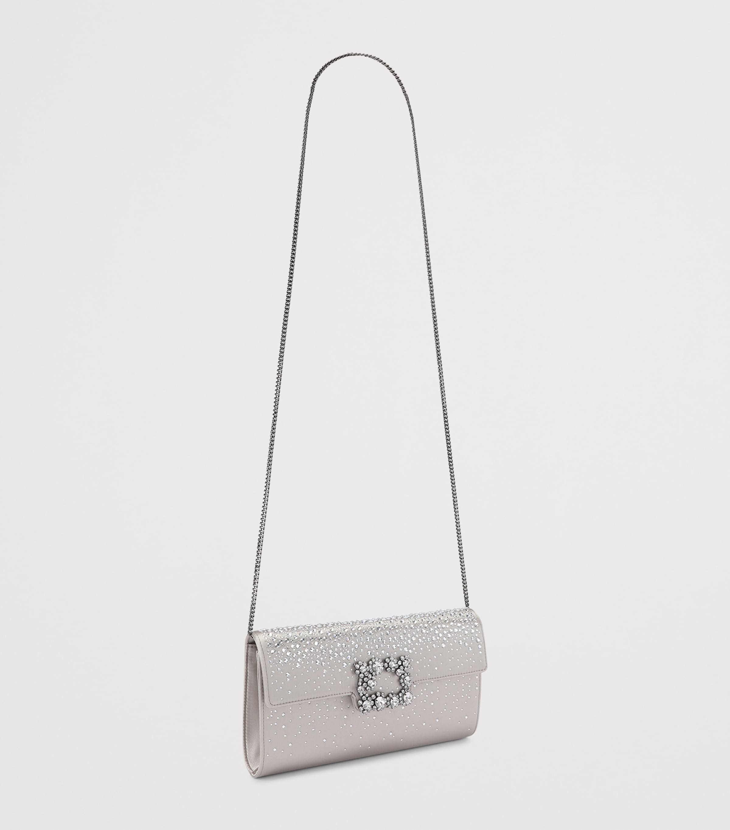 Roger Vivier Embellished Efflorescence Envelope Clutch Bag Grey Image 2