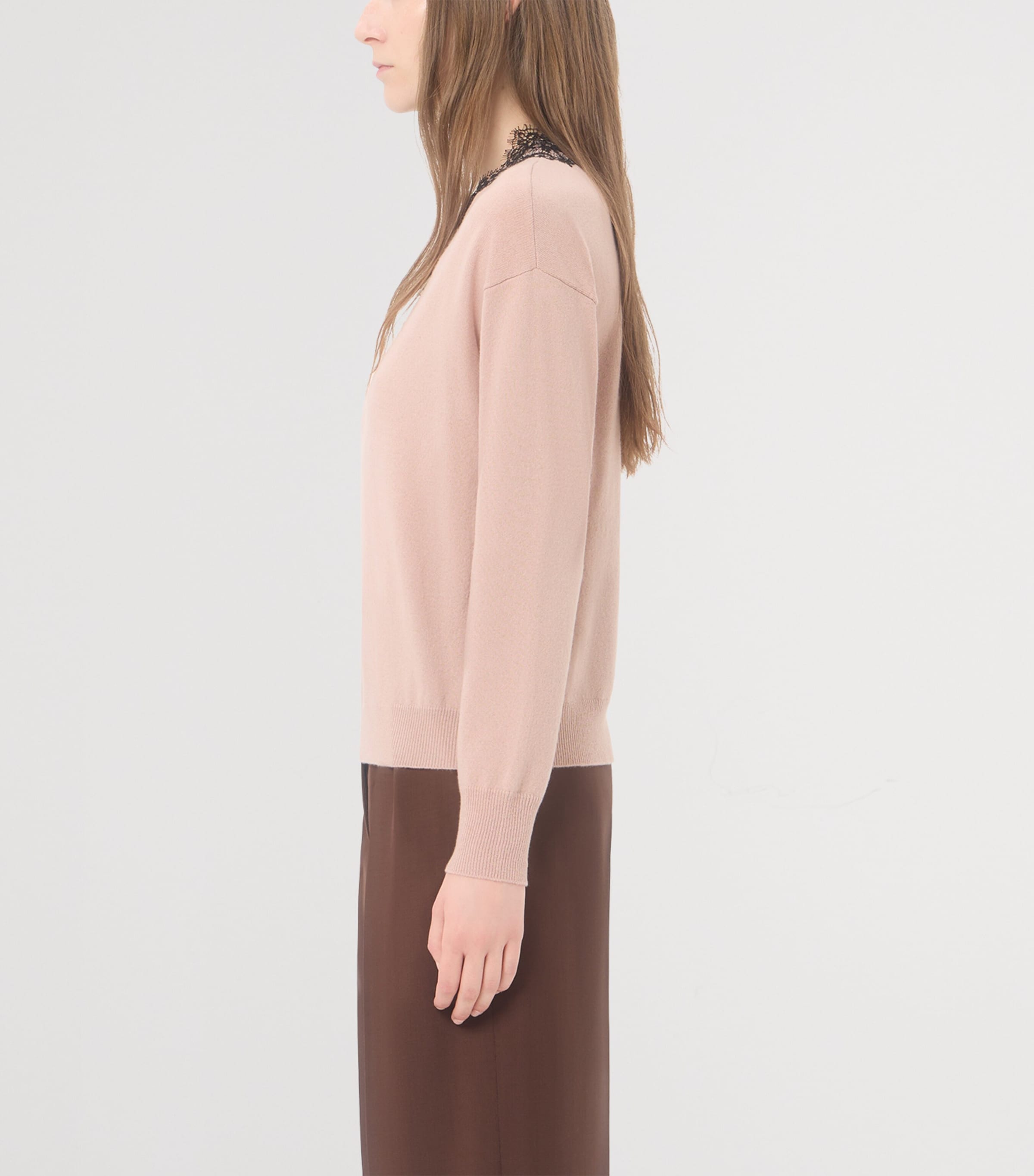 Valentino Womens Cashmere Lace-Trim Sweater Image 4