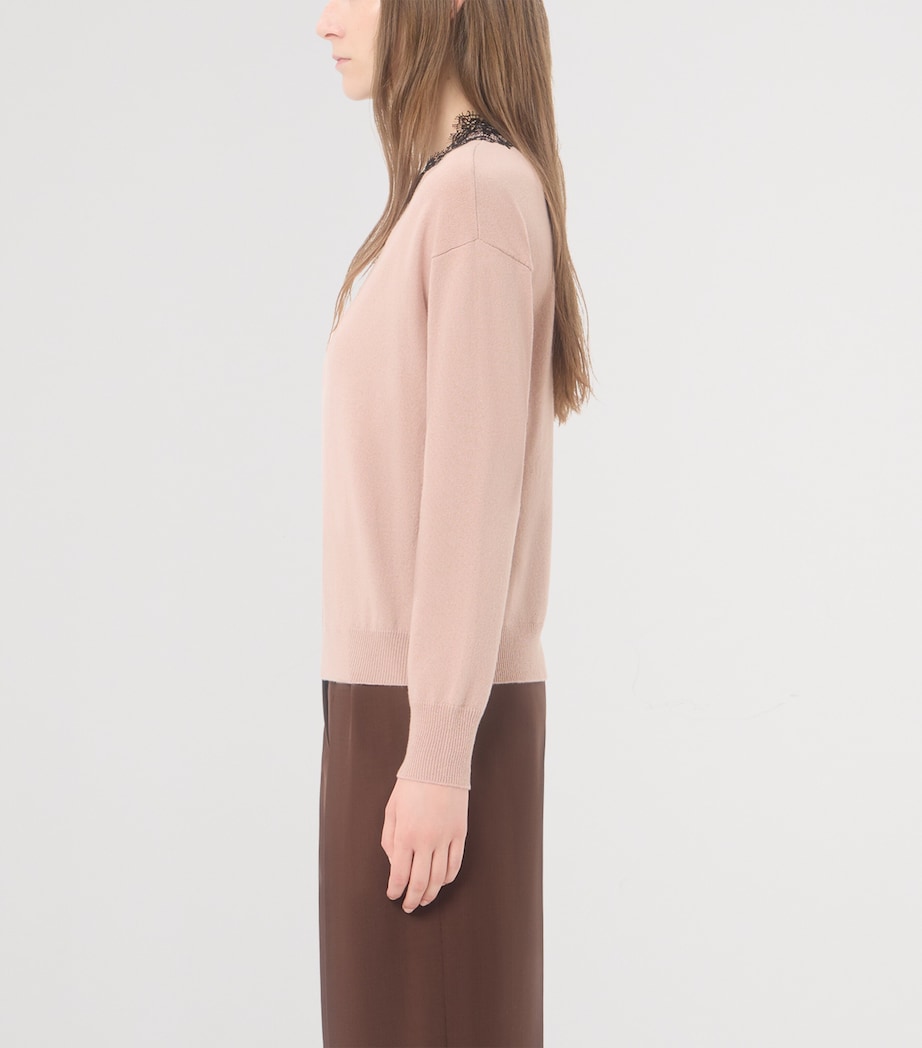 Valentino Womens Cashmere Lace-Trim Sweater Image 4