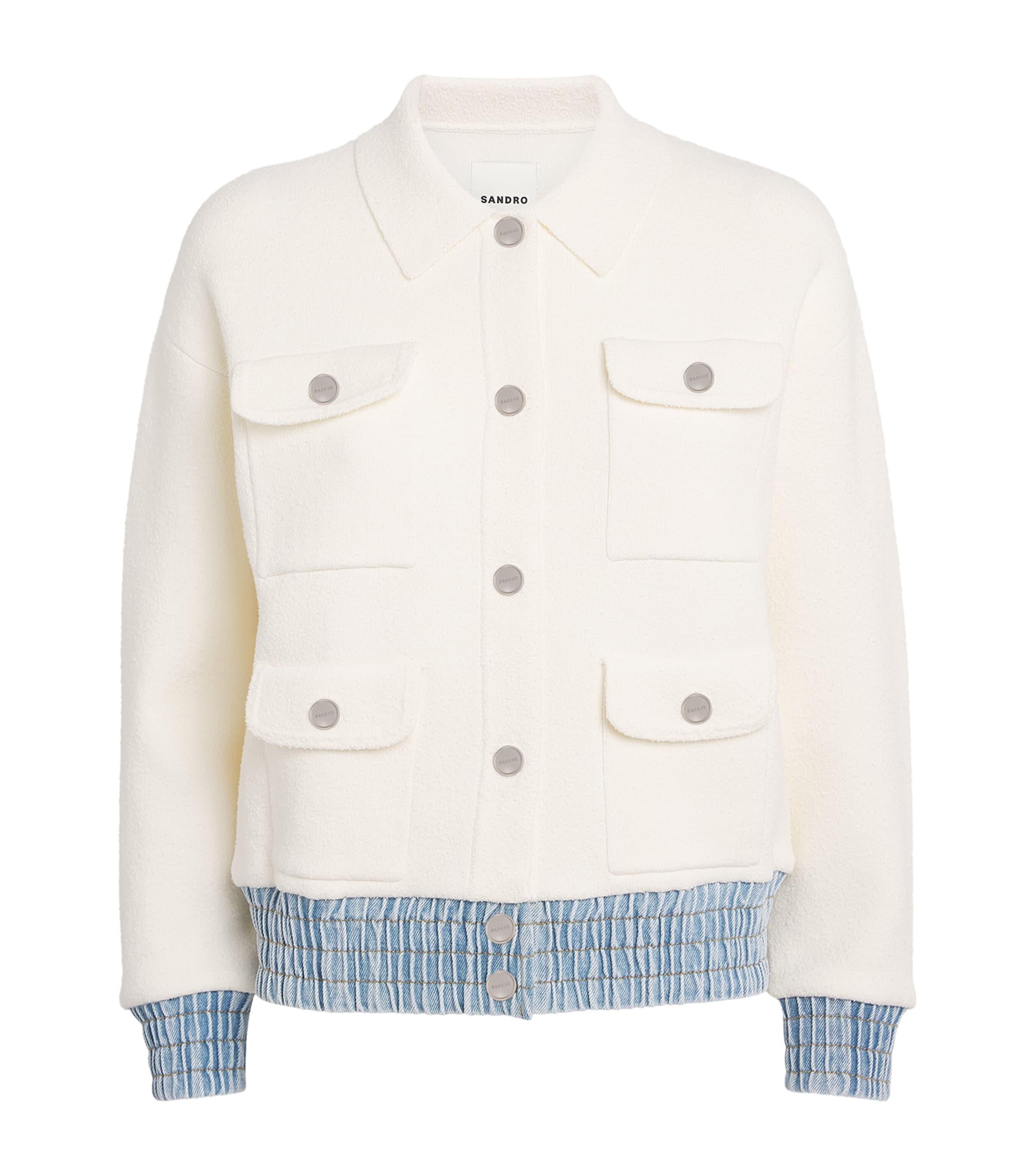 Bouclé Denim-Trim Cardigan ECRU Image 1