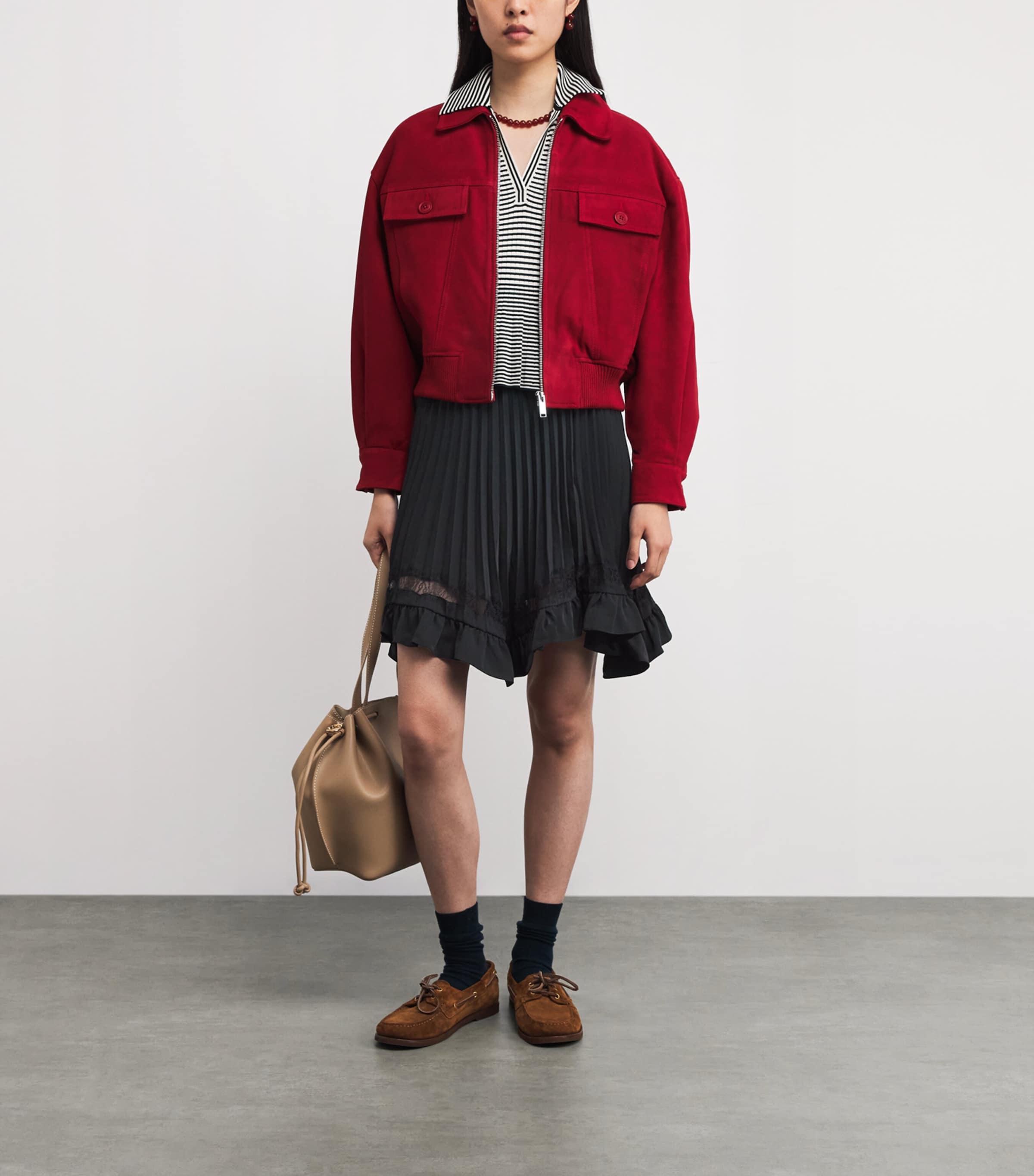 Asymmetric Pleated Mini Skirt BLACK Image 2